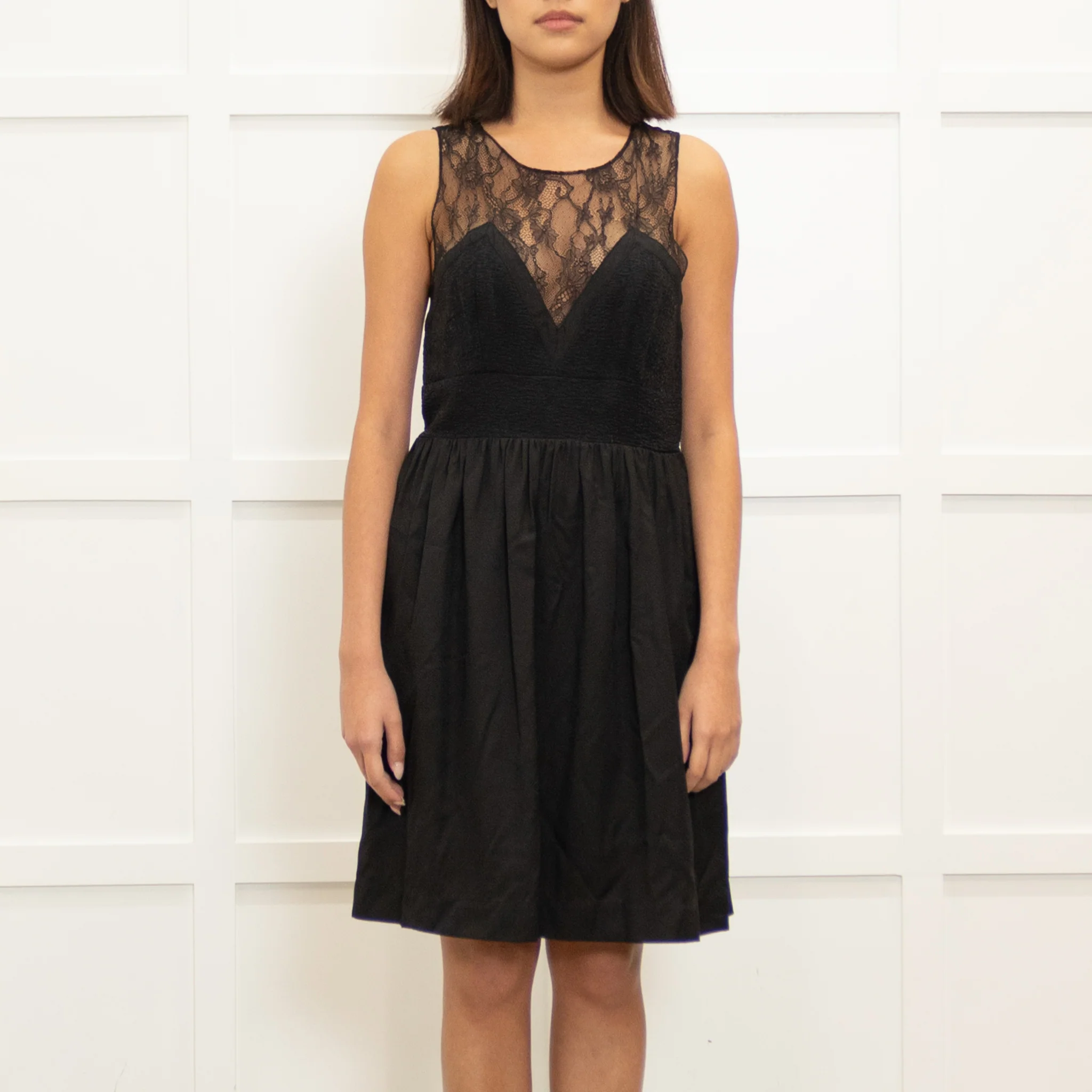 Sandro Black Short Sleeveless Dress With Lace Top - Image 2