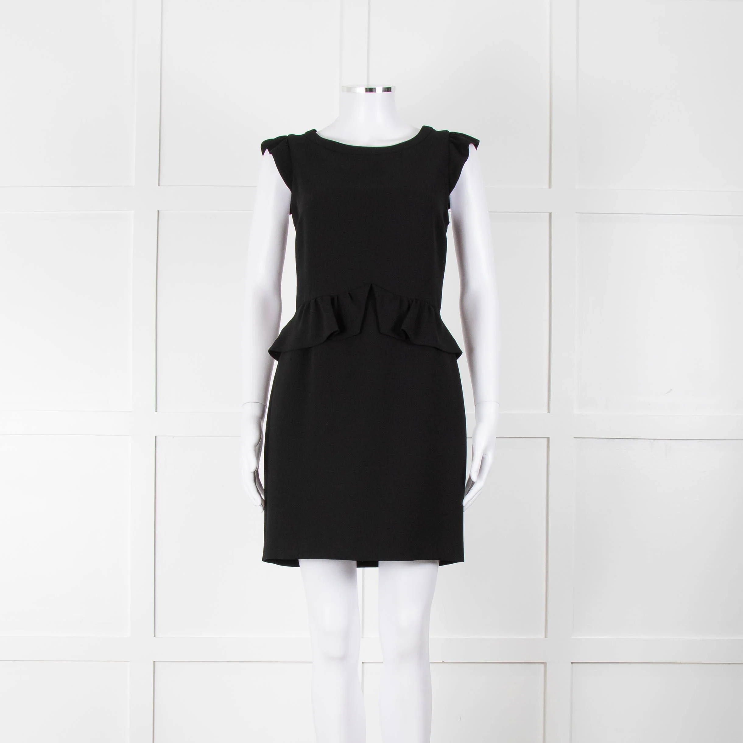 Sandro Black Sleeveless Dress With Peplum Waist Detail