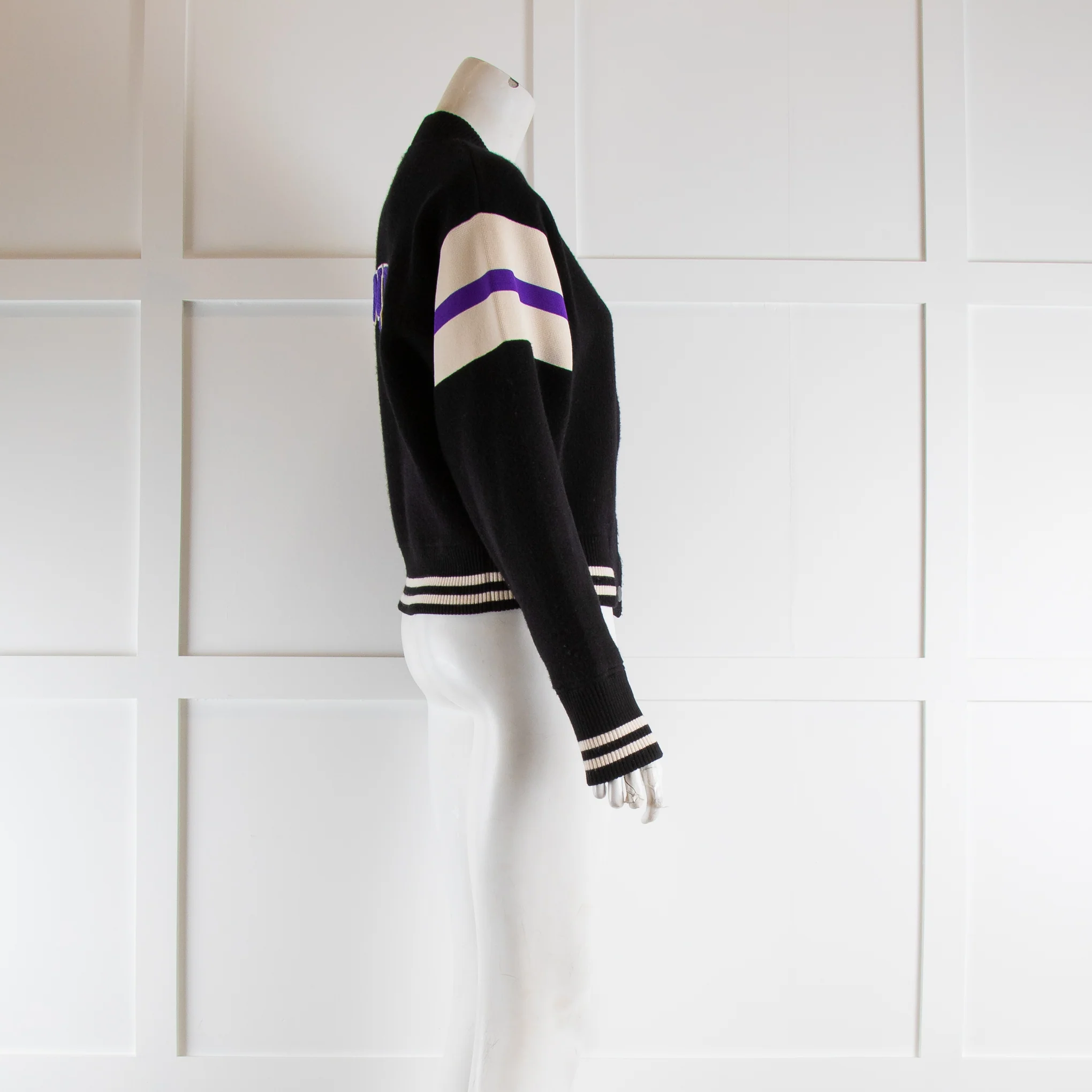 Sandro Black Varsity Fine Knit Bomber Jacket - Image 2