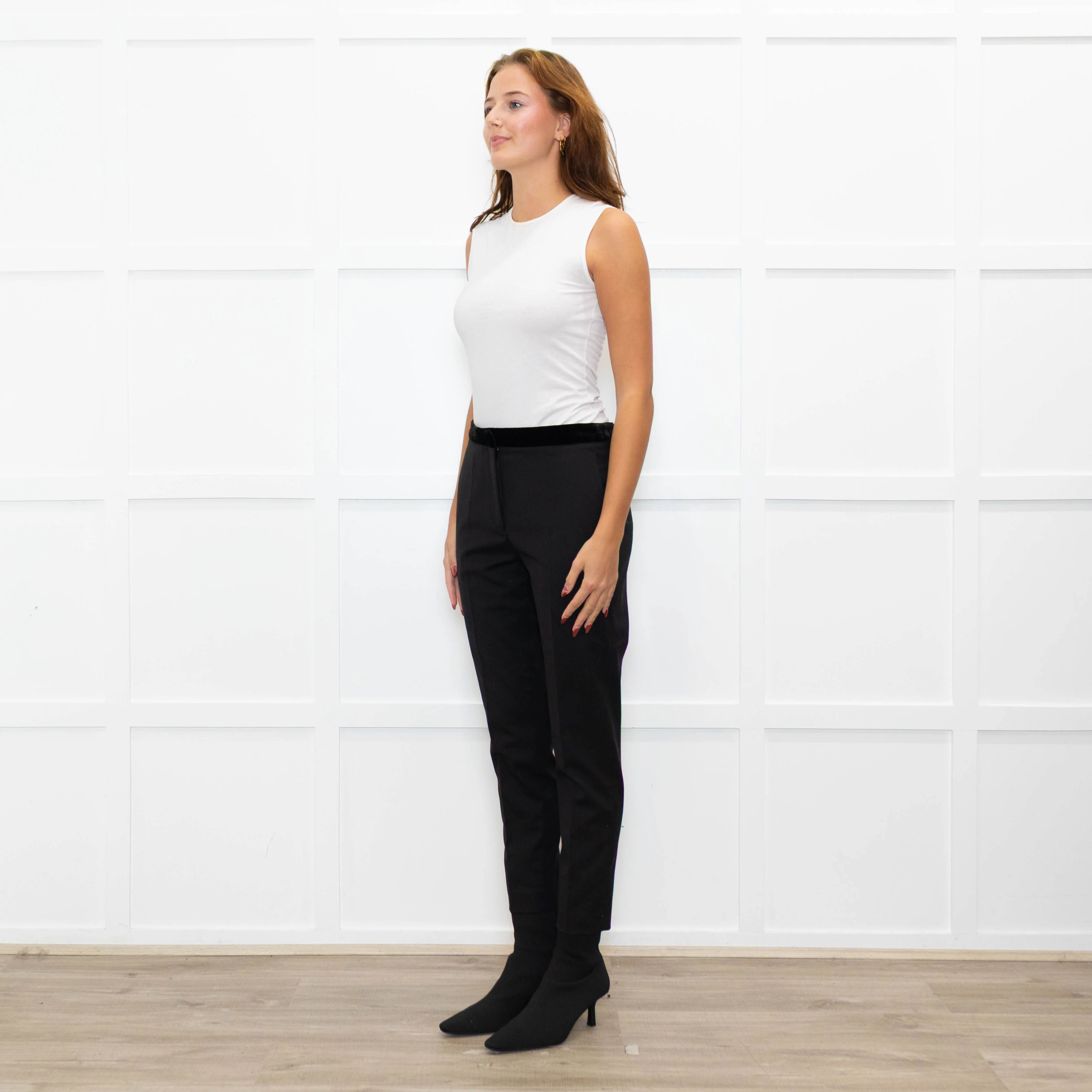 Sandro Black Velvet Waistband Trousers - Image 3