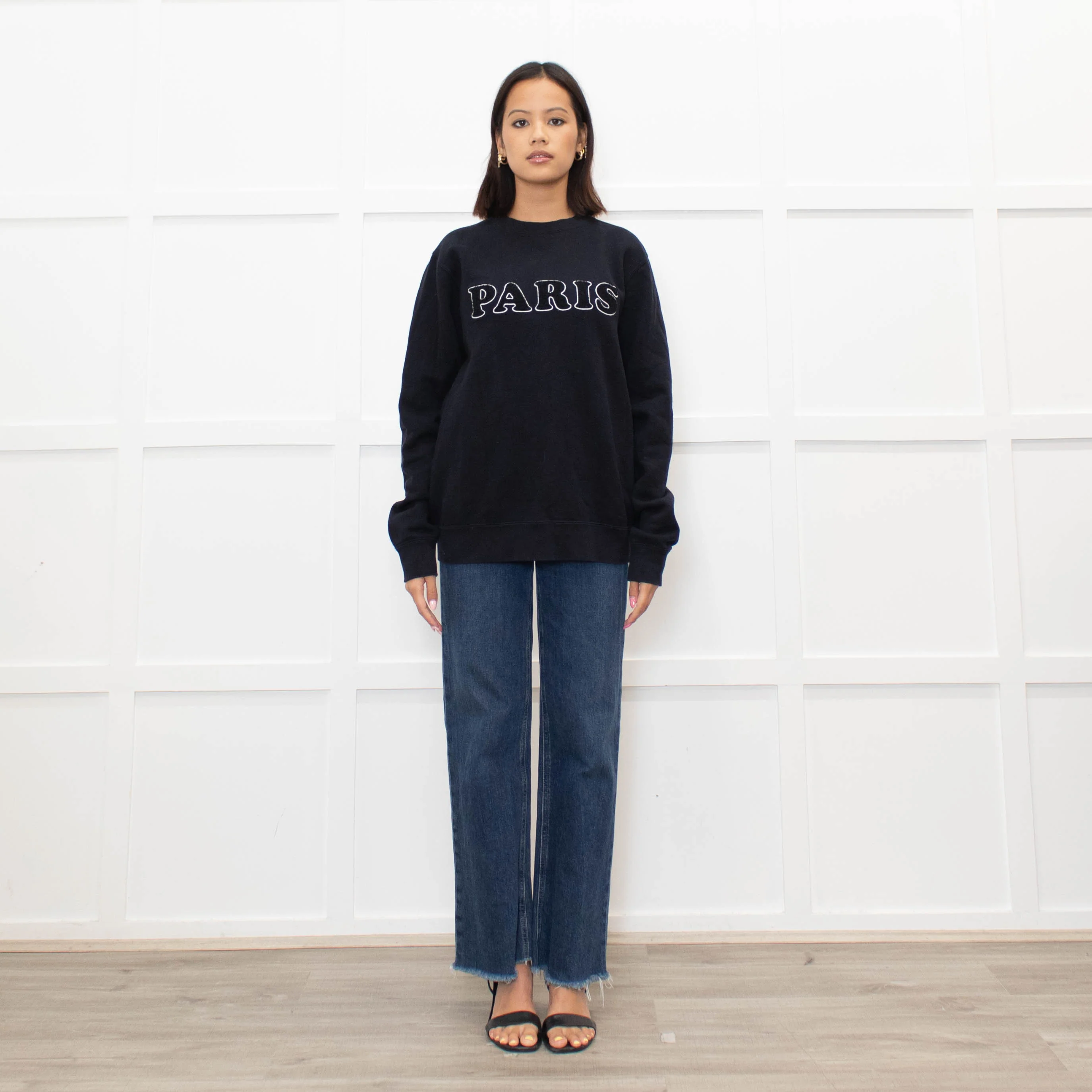 Sandro Navy White Paris Logo Sweatshirt