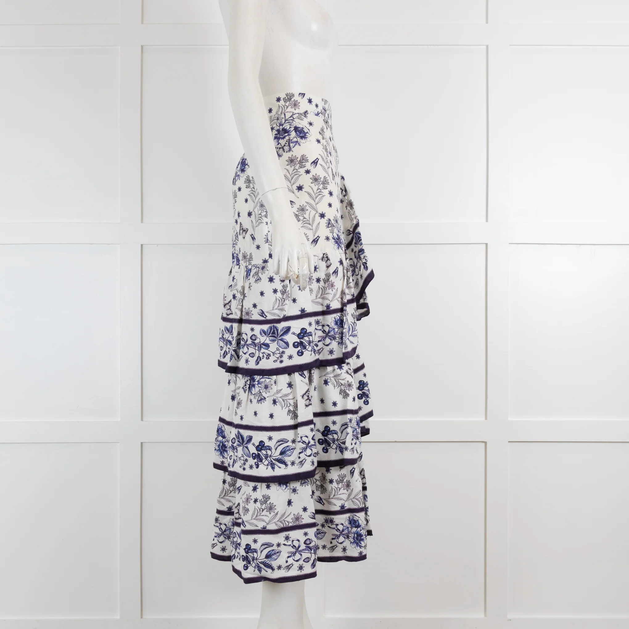 Sandro Purple and White Floral Tiered Skirt - Image 2