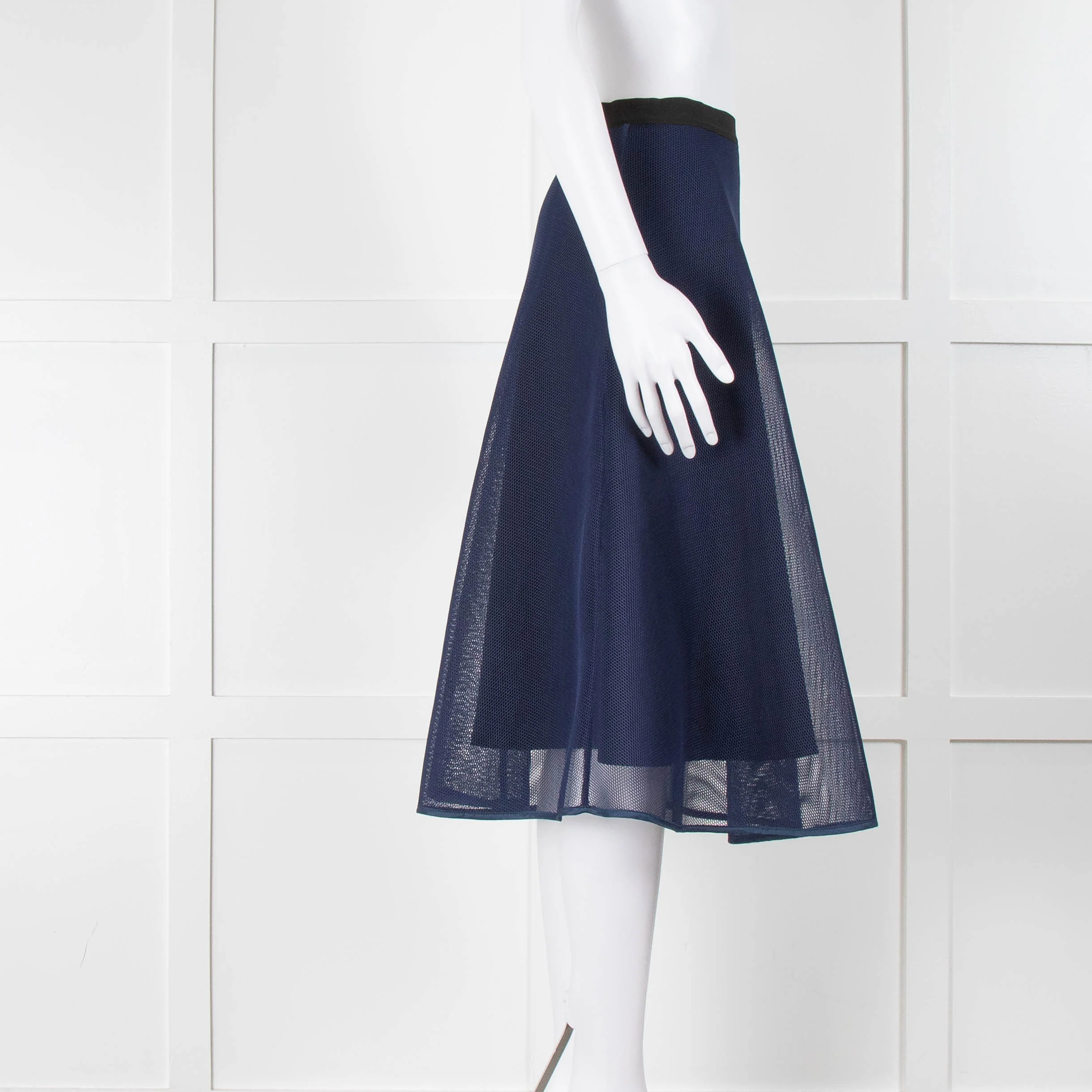 Sandro Blue Skirt With Mesh Overlay - Image 2