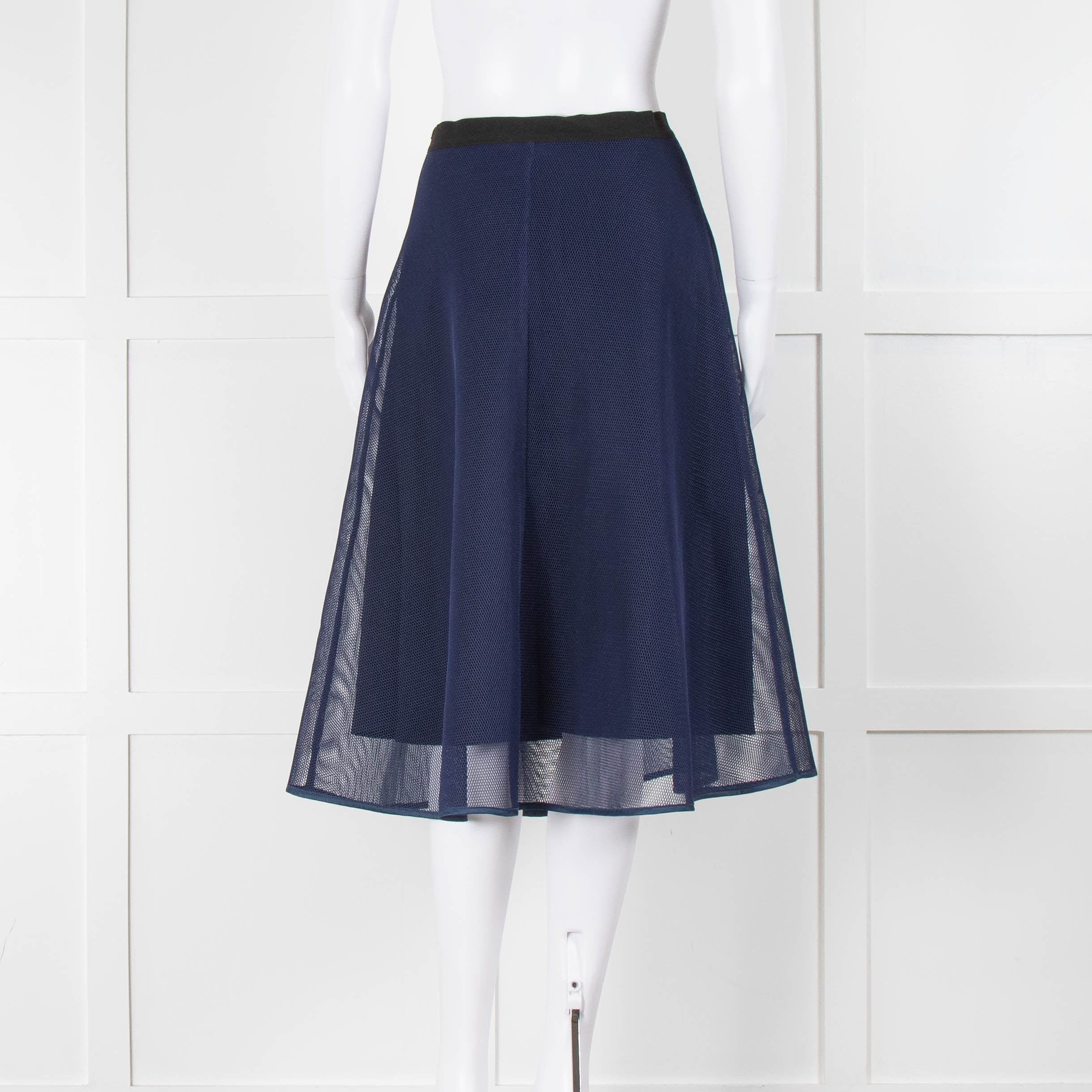 Sandro Blue Skirt With Mesh Overlay - Image 3
