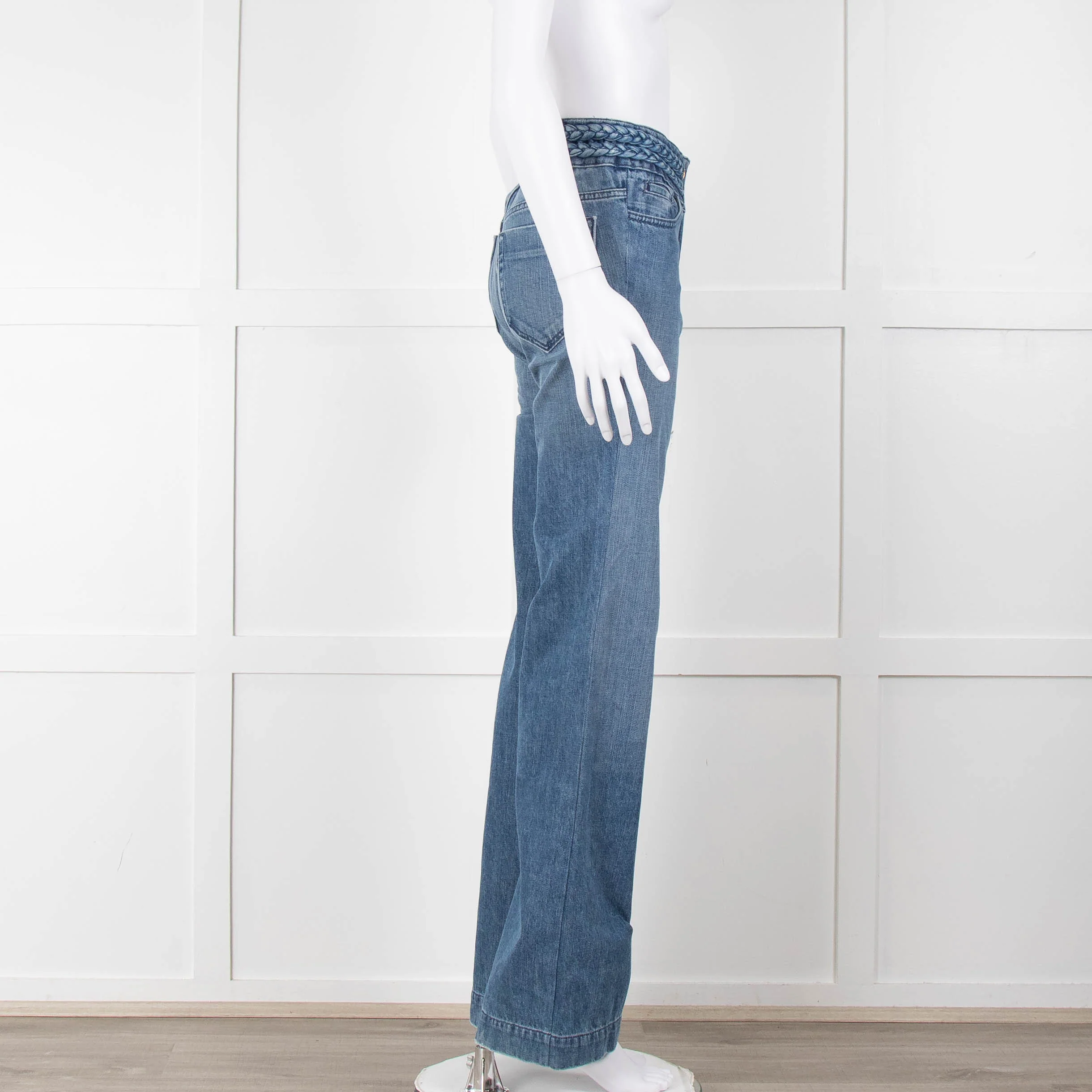 Sandro Braided Waist Wide Leg Jeans - Image 3