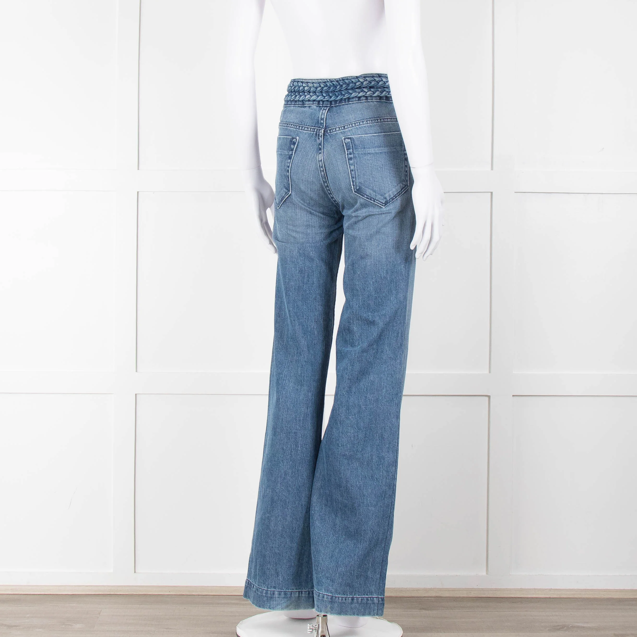 Sandro Braided Waist Wide Leg Jeans - Image 4