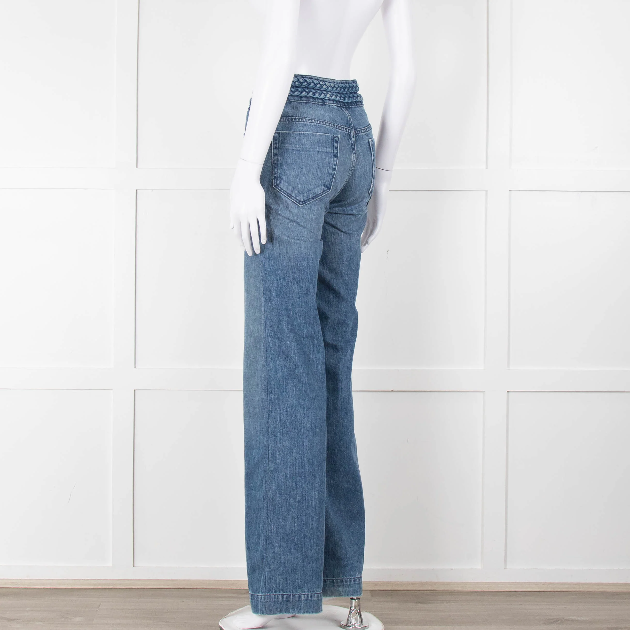 Sandro Braided Waist Wide Leg Jeans - Image 6