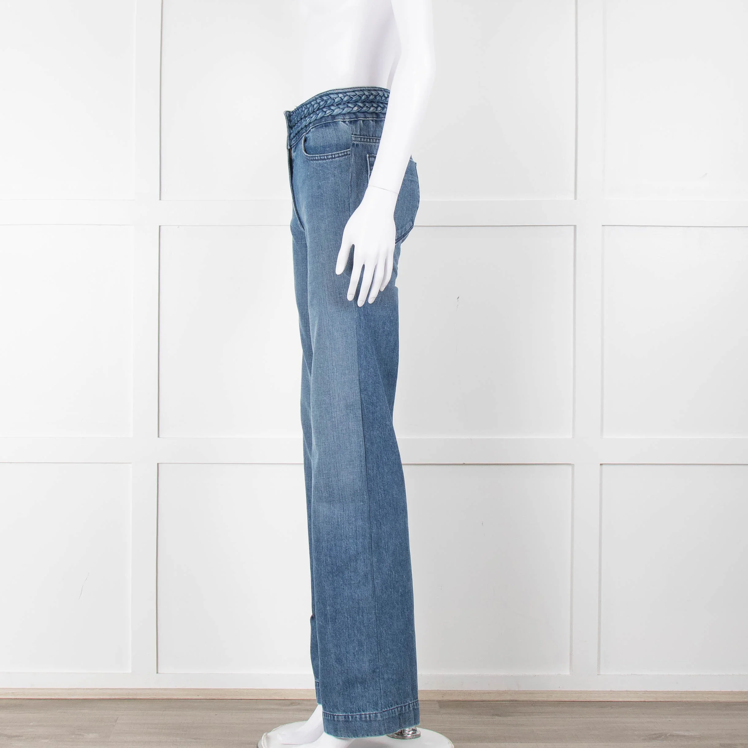 Sandro Braided Waist Wide Leg Jeans - Image 7