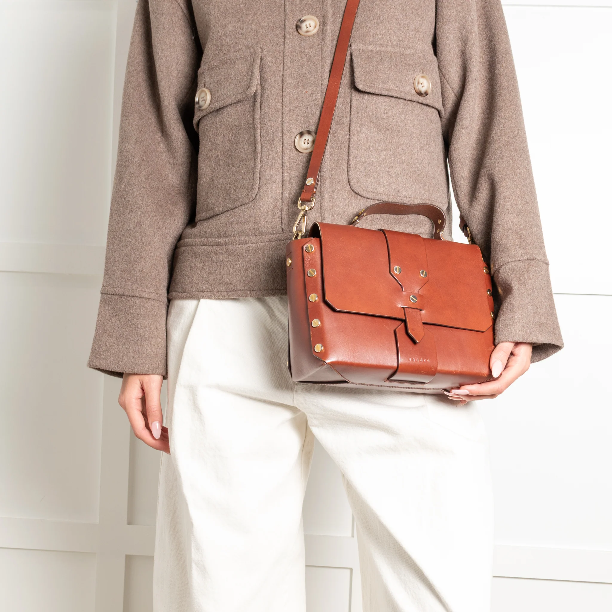 Sandro Brown Abby Satchel Bag - Image 2
