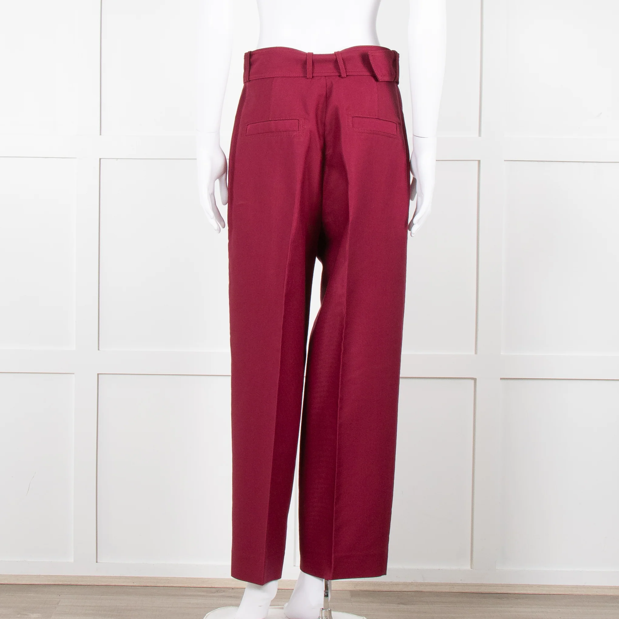 Sandro Burgundy Wide Leg Belted Trousers - Image 5