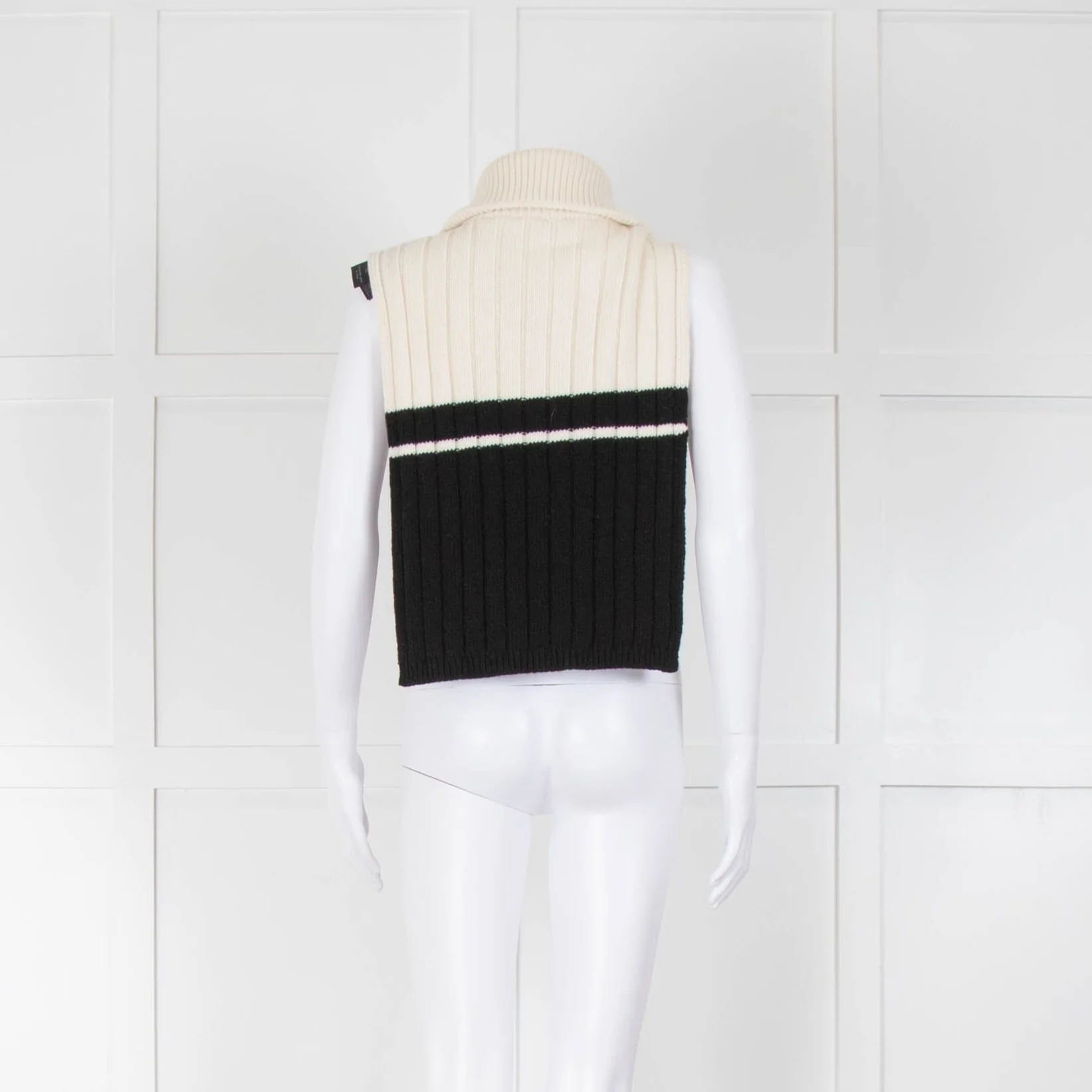 Sandro Cream & Black With Zip Front Wool Mix Tabard - Image 3
