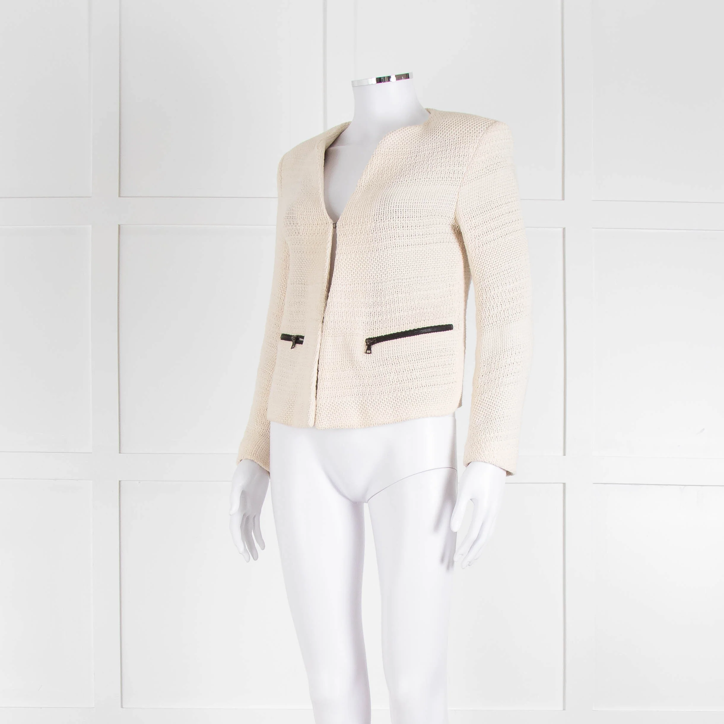 Sandro Cream Crochet Hook and Eye Jacket - Image 8