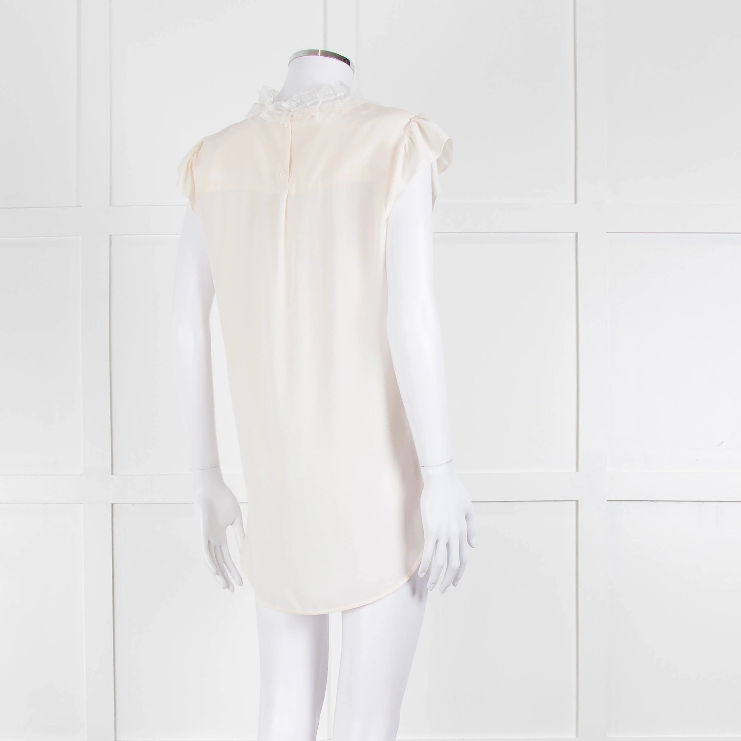 Sandro Cream Lace Trim Sleeveless Top - Image 4