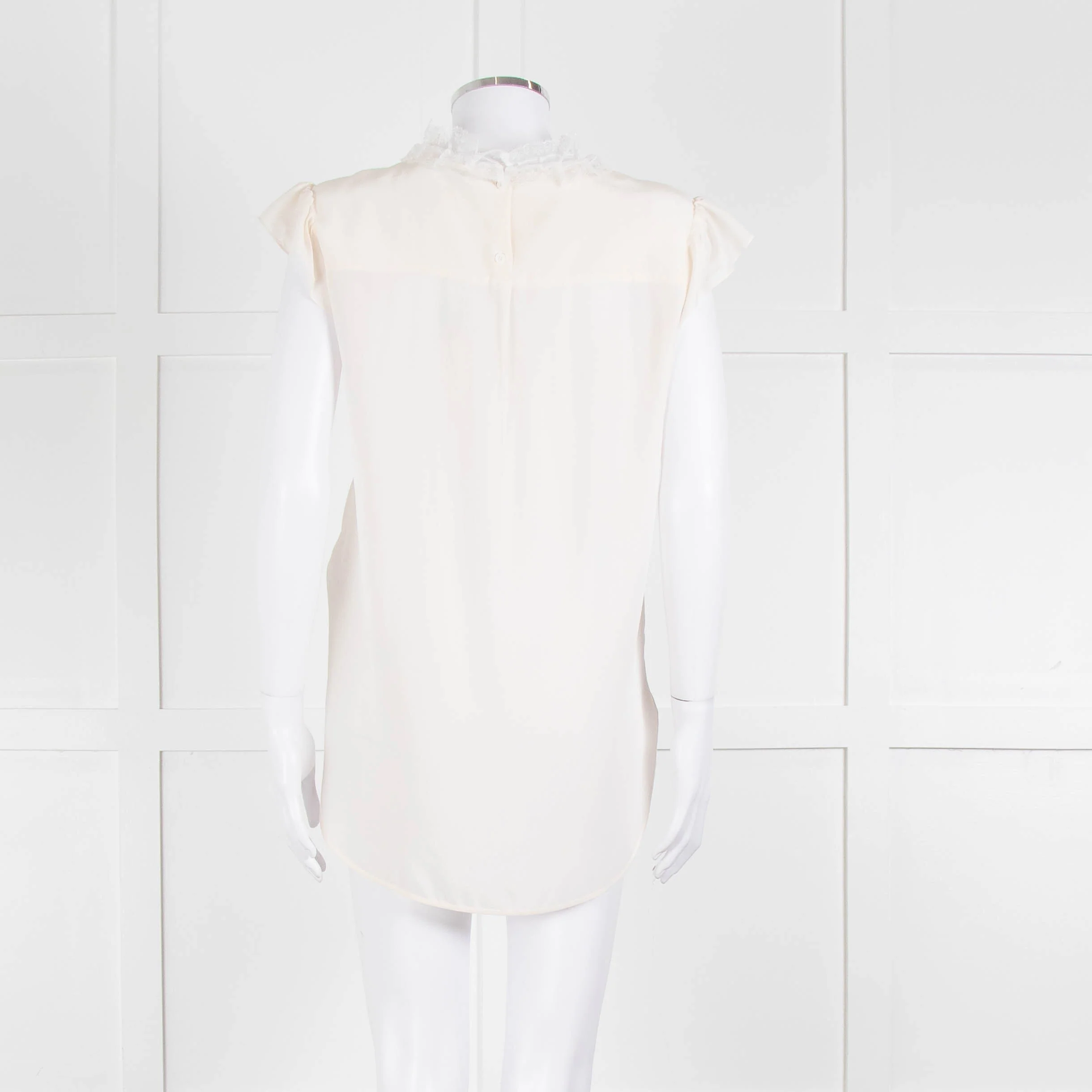 Sandro Cream Lace Trim Sleeveless Top - Image 5