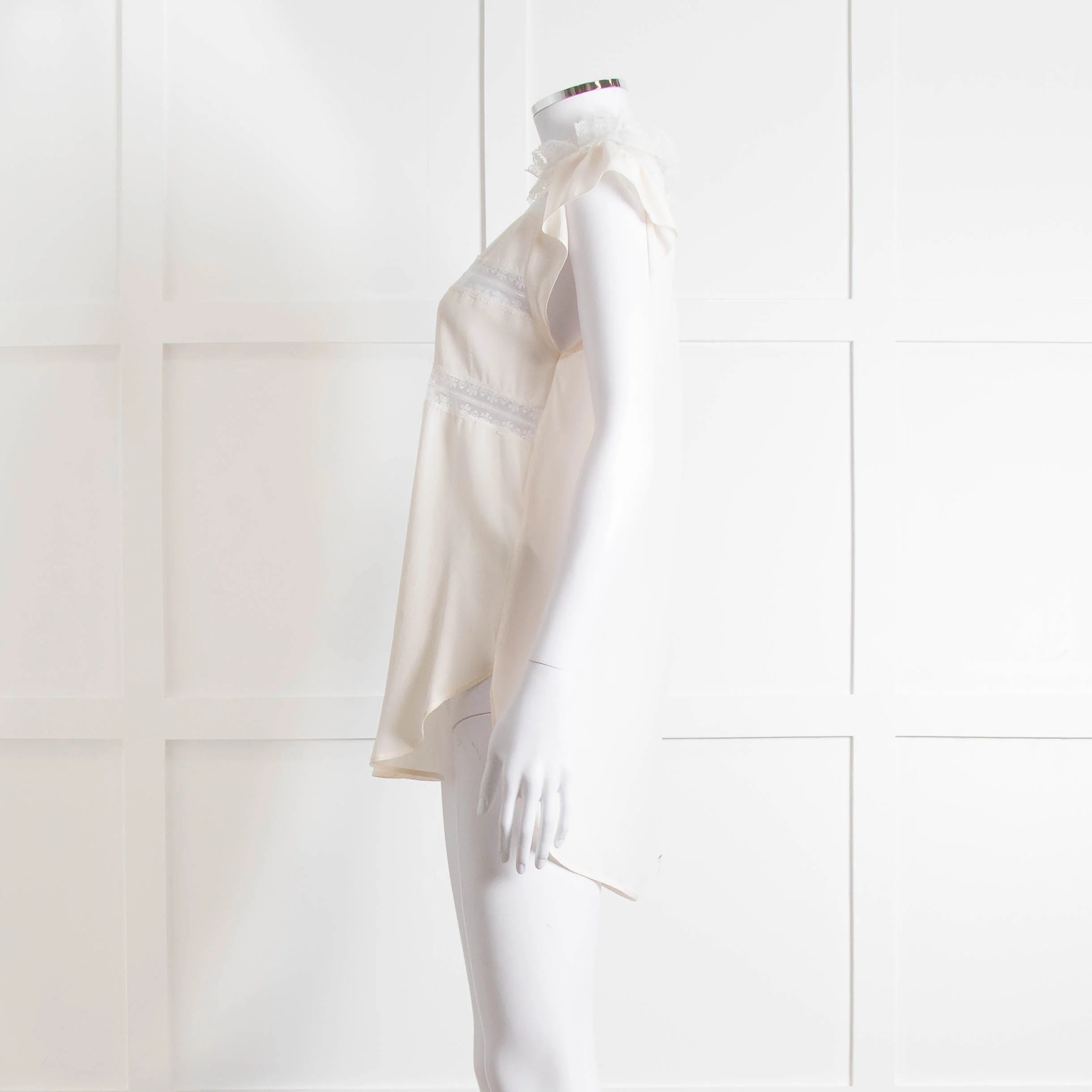 Sandro Cream Lace Trim Sleeveless Top - Image 7