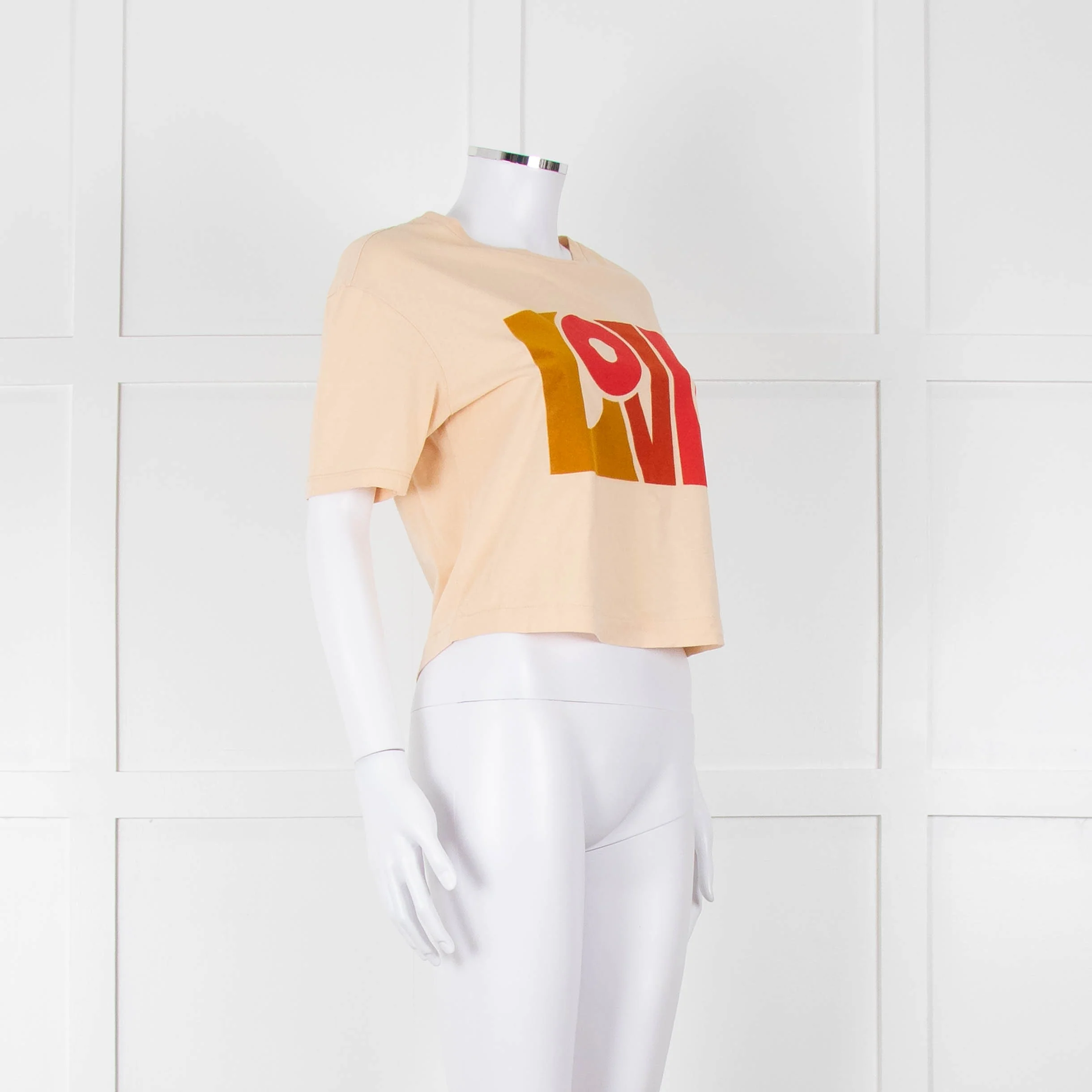 Sandro Cream Orange Love Cropped T-Shirt - Image 2