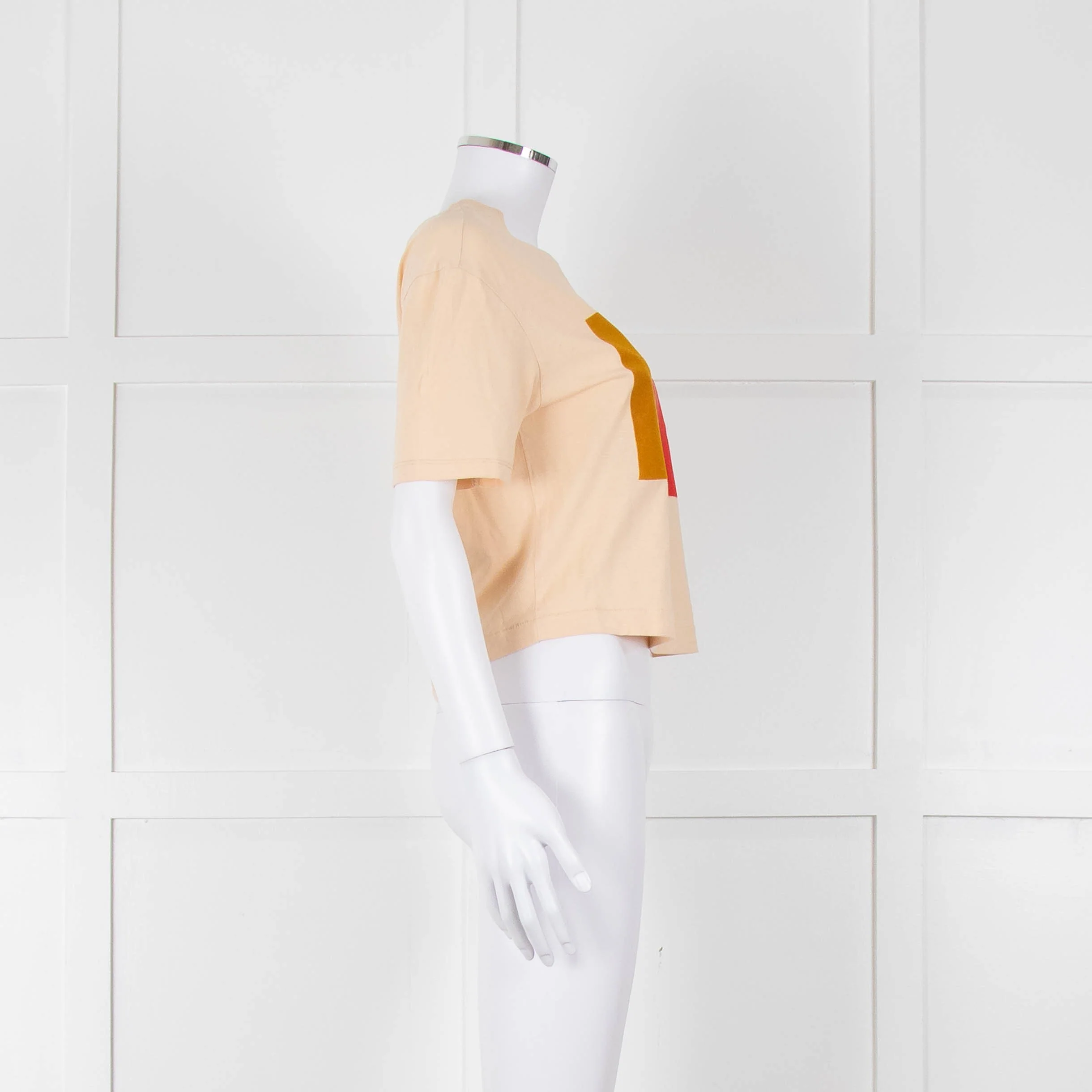 Sandro Cream Orange Love Cropped T-Shirt - Image 3