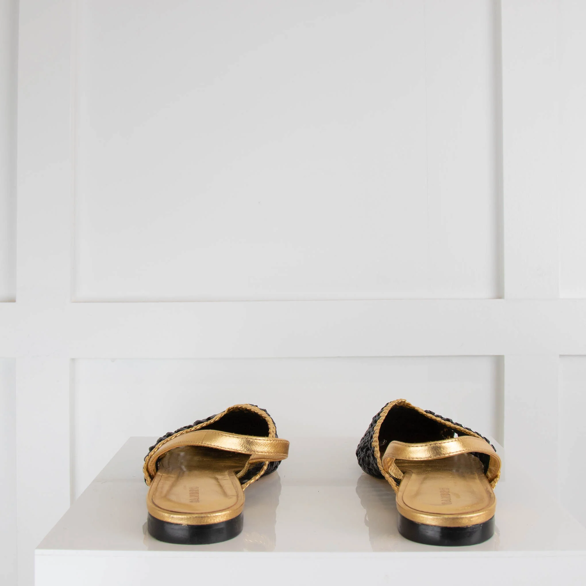 Sandro Gold and Black Woven Flat Slingback - Image 4