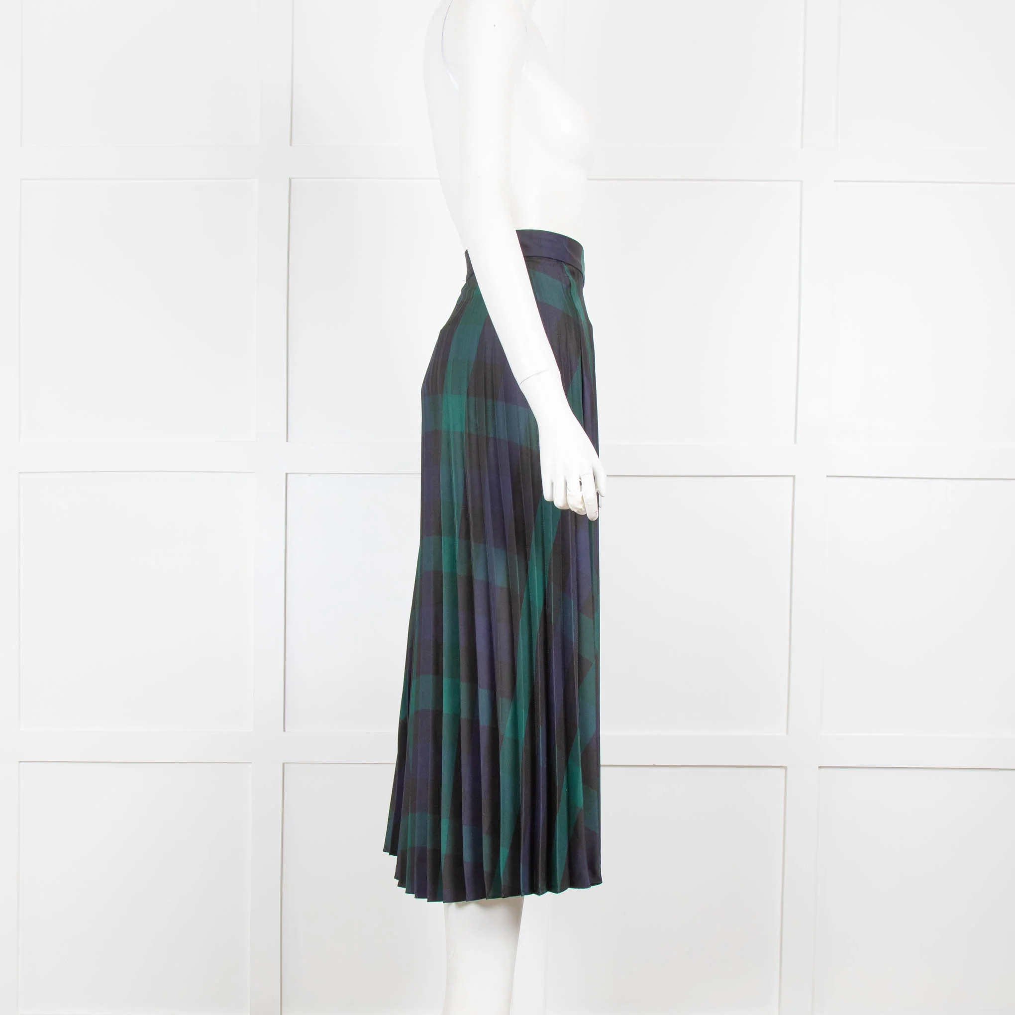 Sandro Green and Black Tartan Pleated Skirt - Image 2