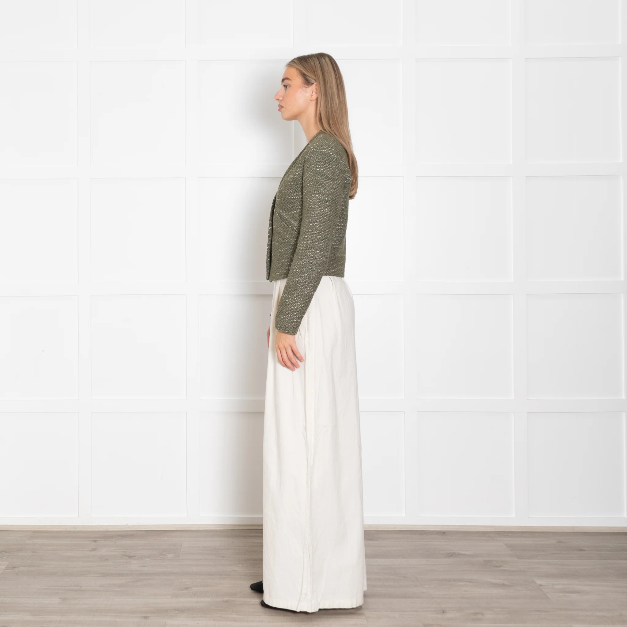 Sandro Green Cotton Tweedy Jacket - Image 4
