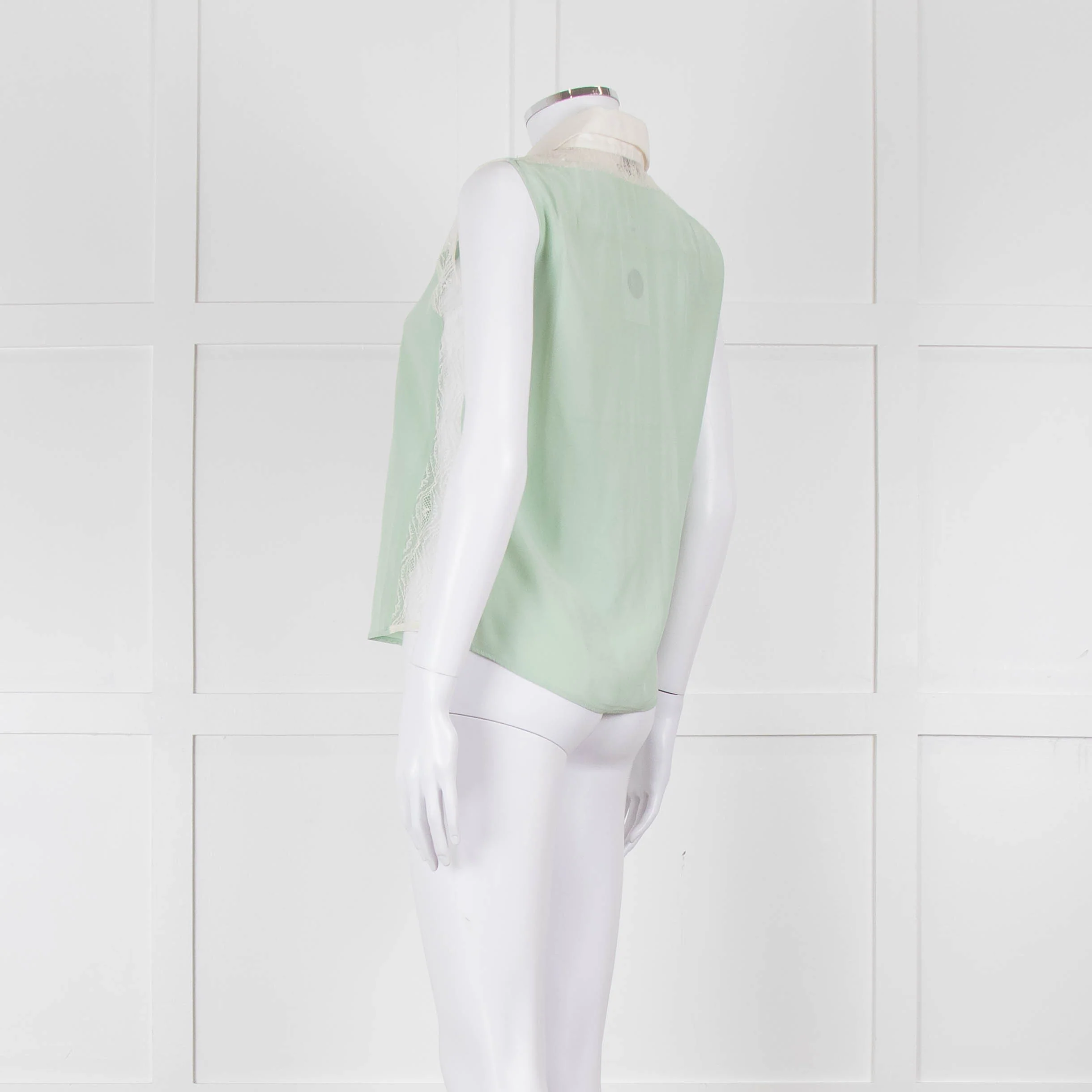 Sandro Green Lace Insert Sleeveless Blouse - Image 6