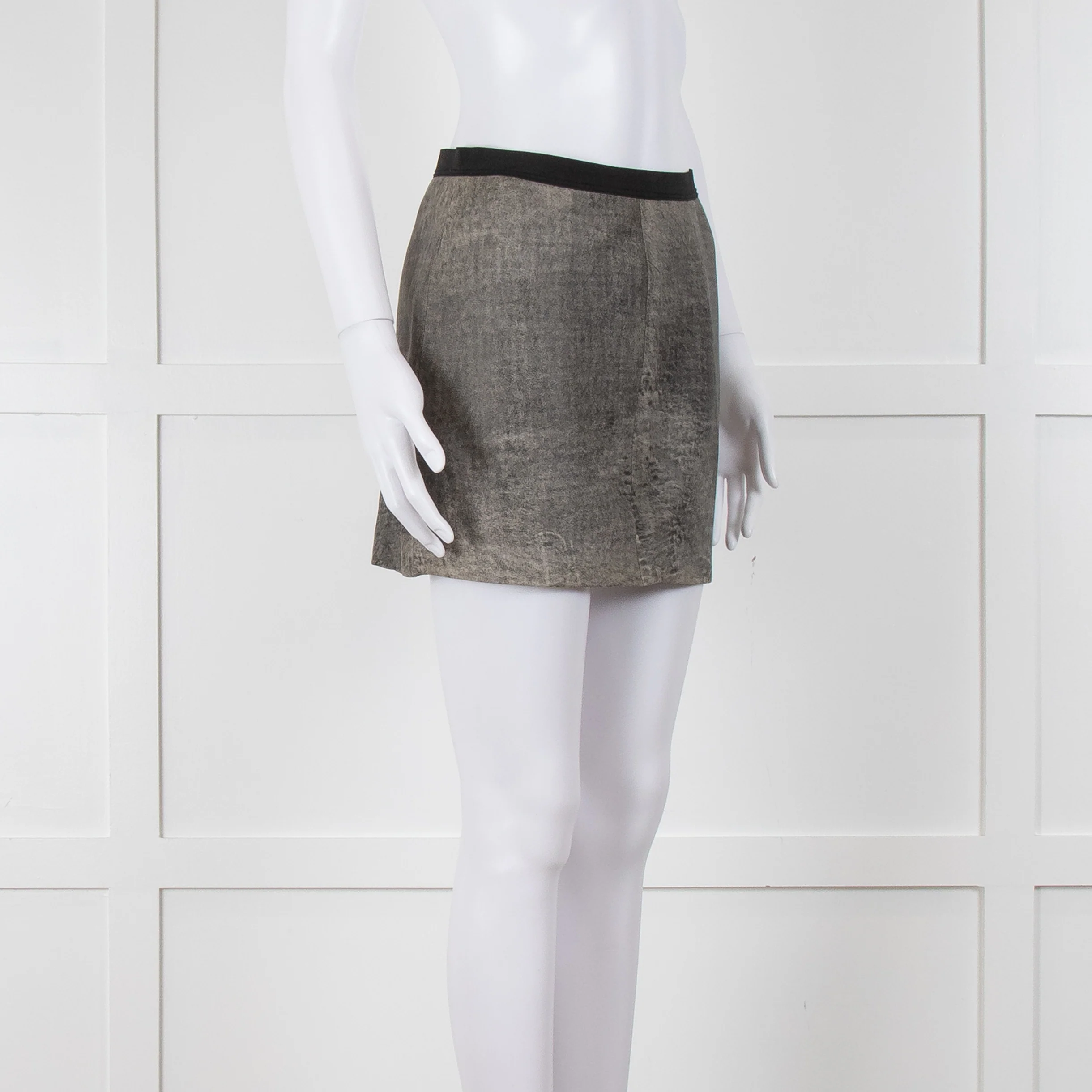 Sandro Grey Leather Mini Skirt - Image 2