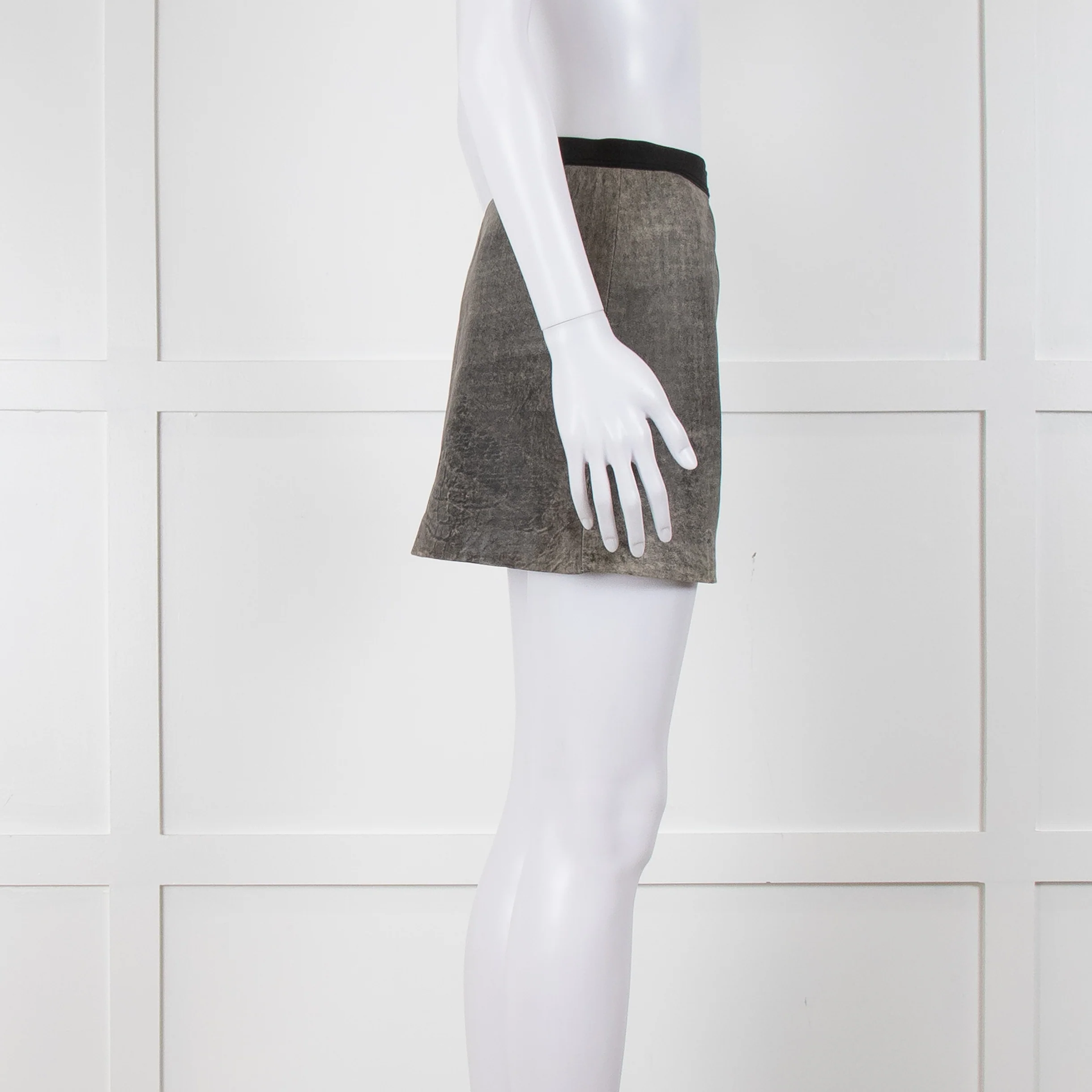 Sandro Grey Leather Mini Skirt - Image 3