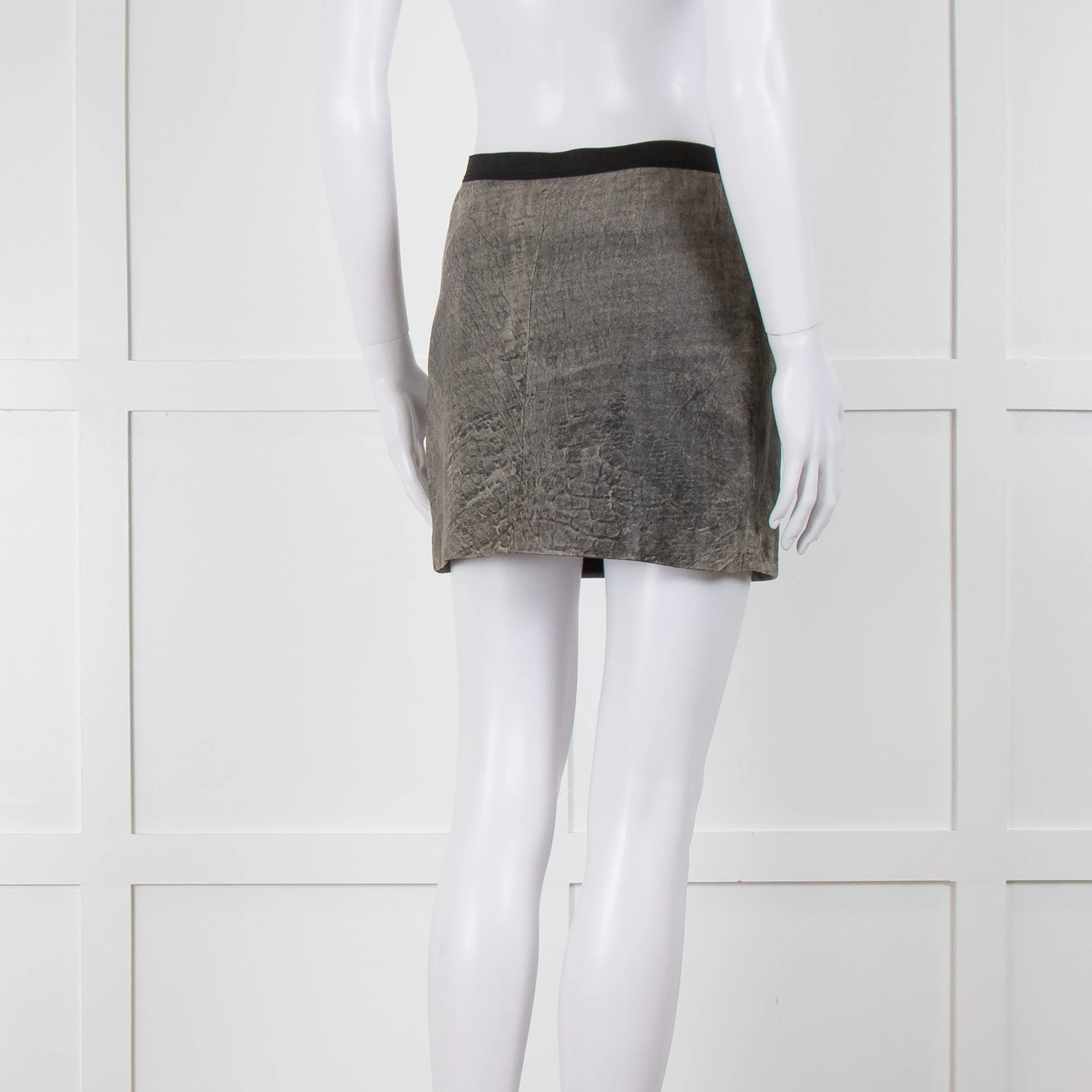 Sandro Grey Leather Mini Skirt - Image 4