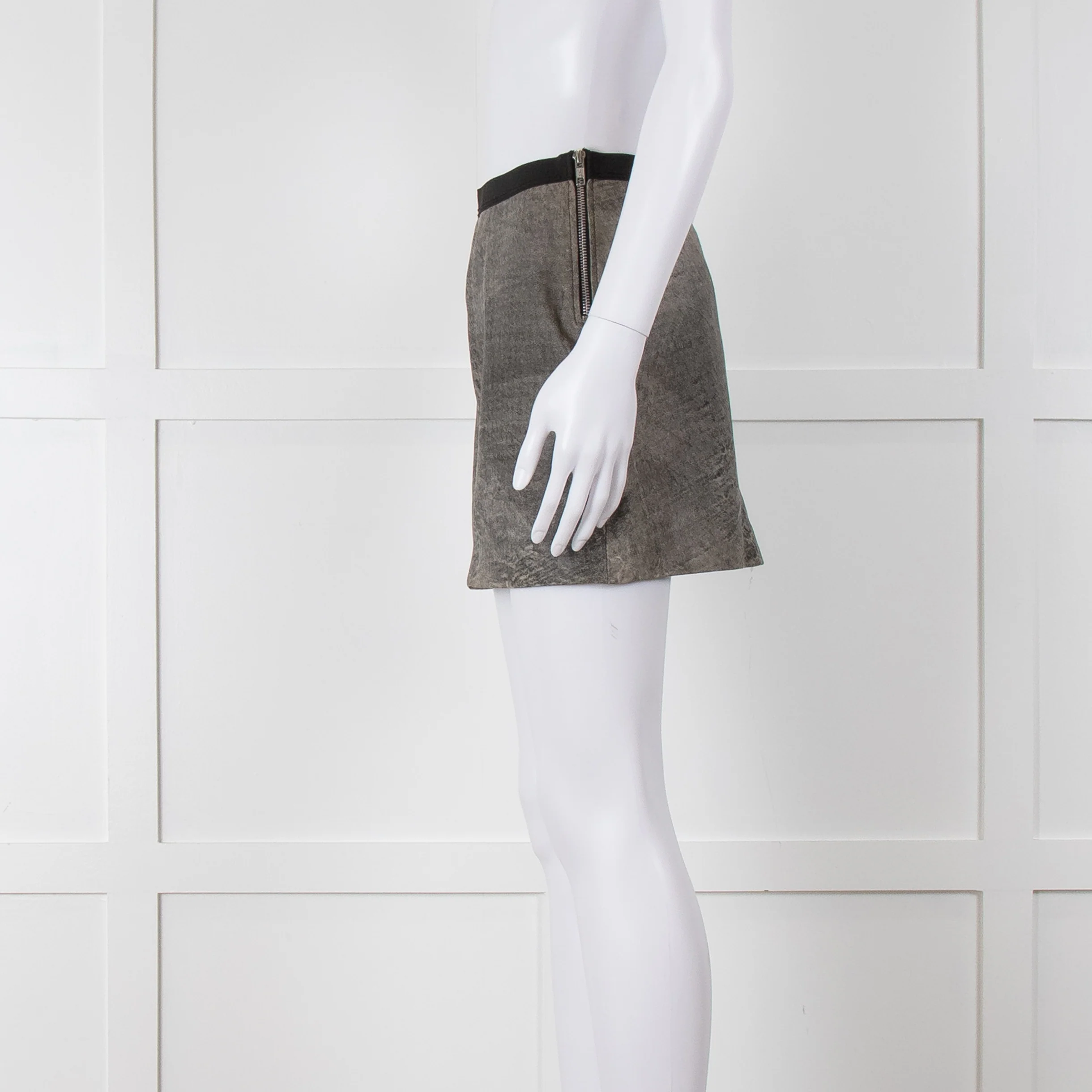 Sandro Grey Leather Mini Skirt - Image 7
