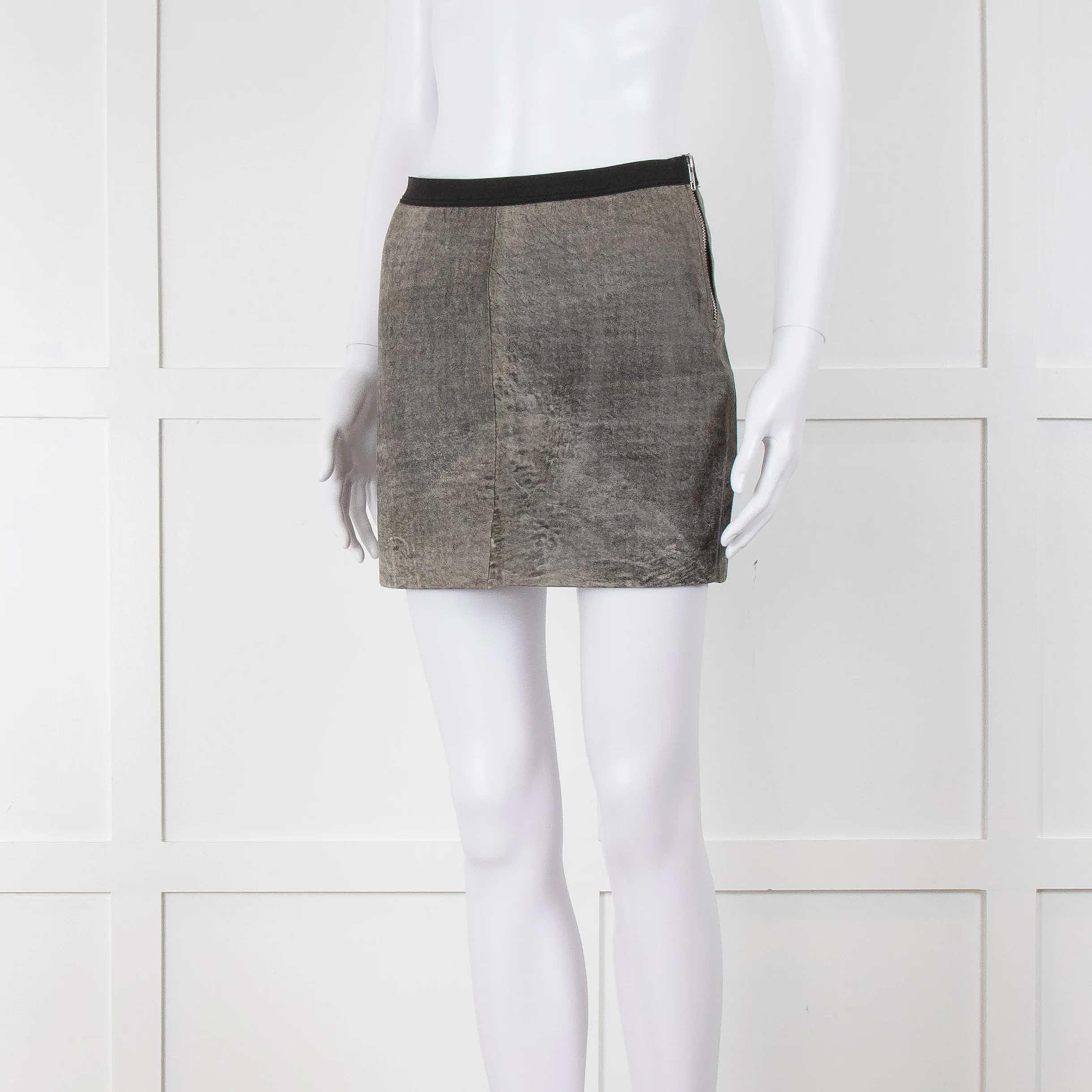 Sandro Grey Leather Mini Skirt - Image 8