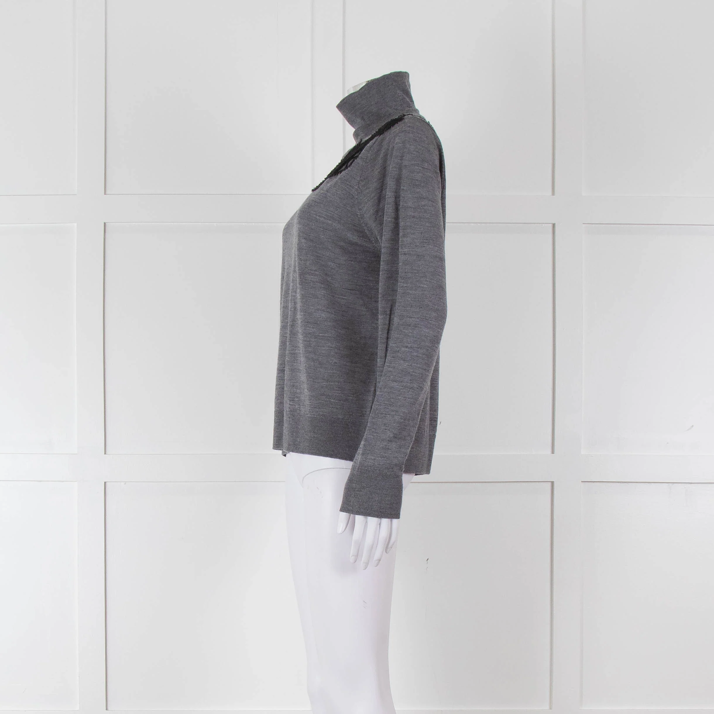Sandro Grey Turtleneck Jumper with Lace Inserts - Image 7