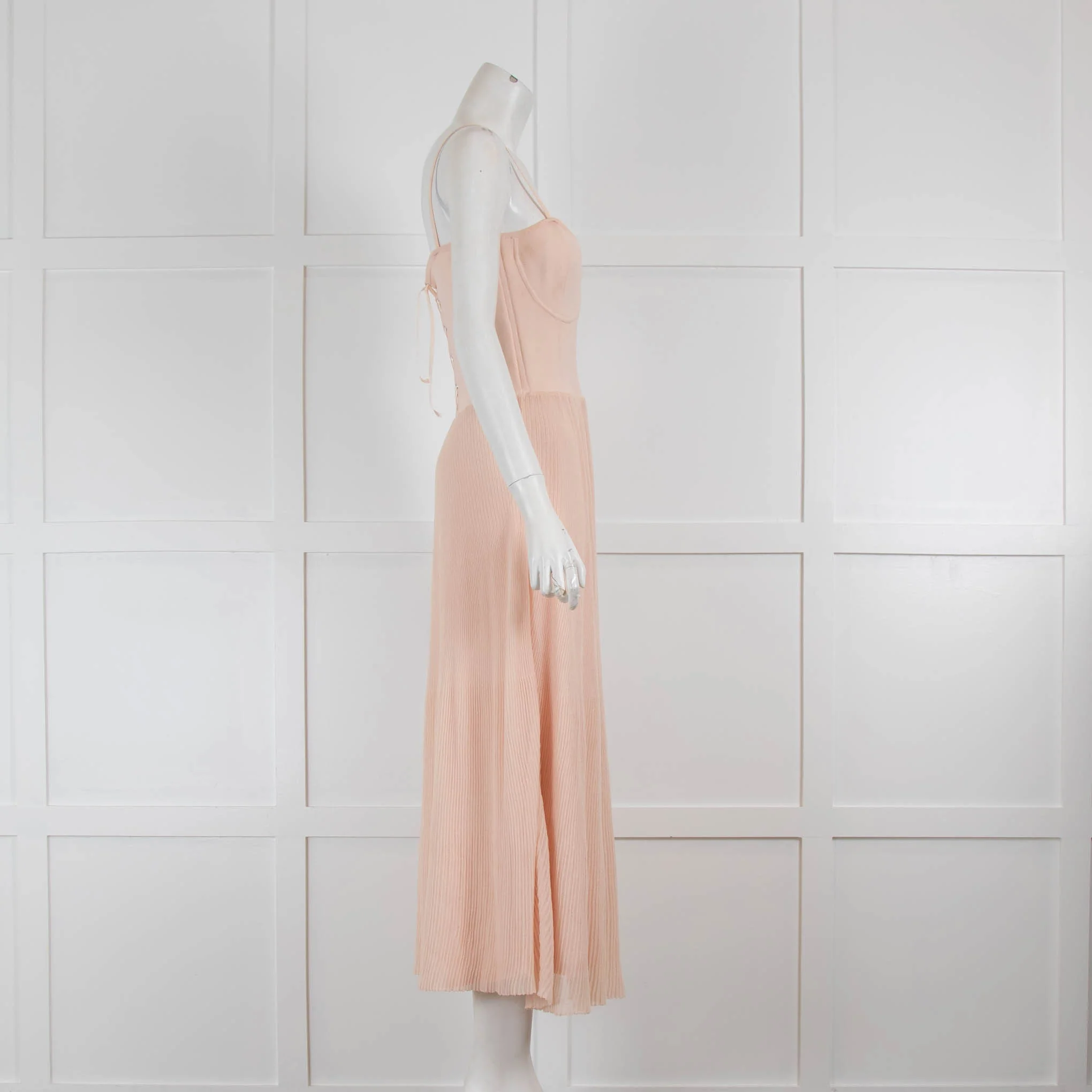 Sandro Light Pink Fine Knit Long Dress with Spaghetti Straps - Image 2