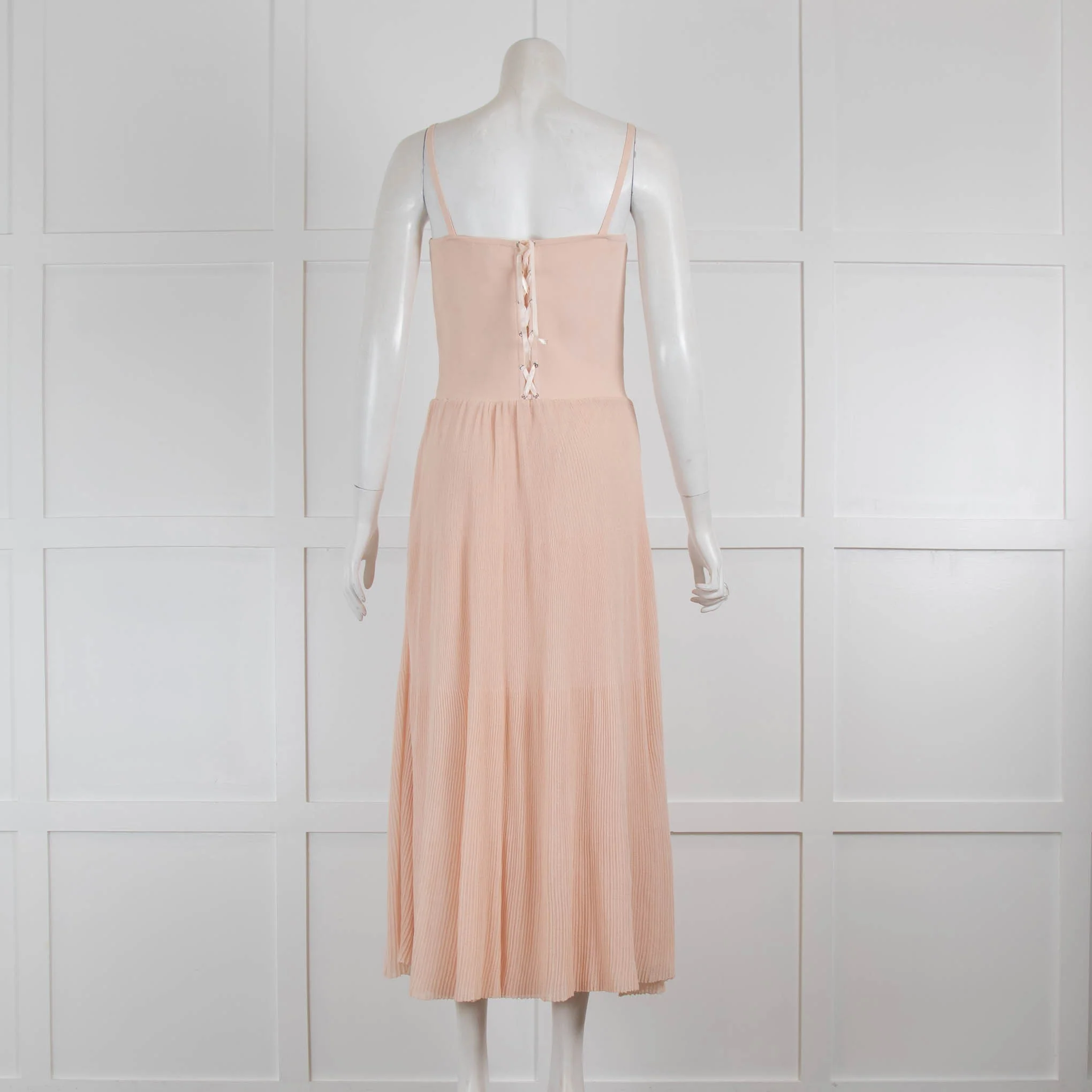 Sandro Light Pink Fine Knit Long Dress with Spaghetti Straps - Image 3