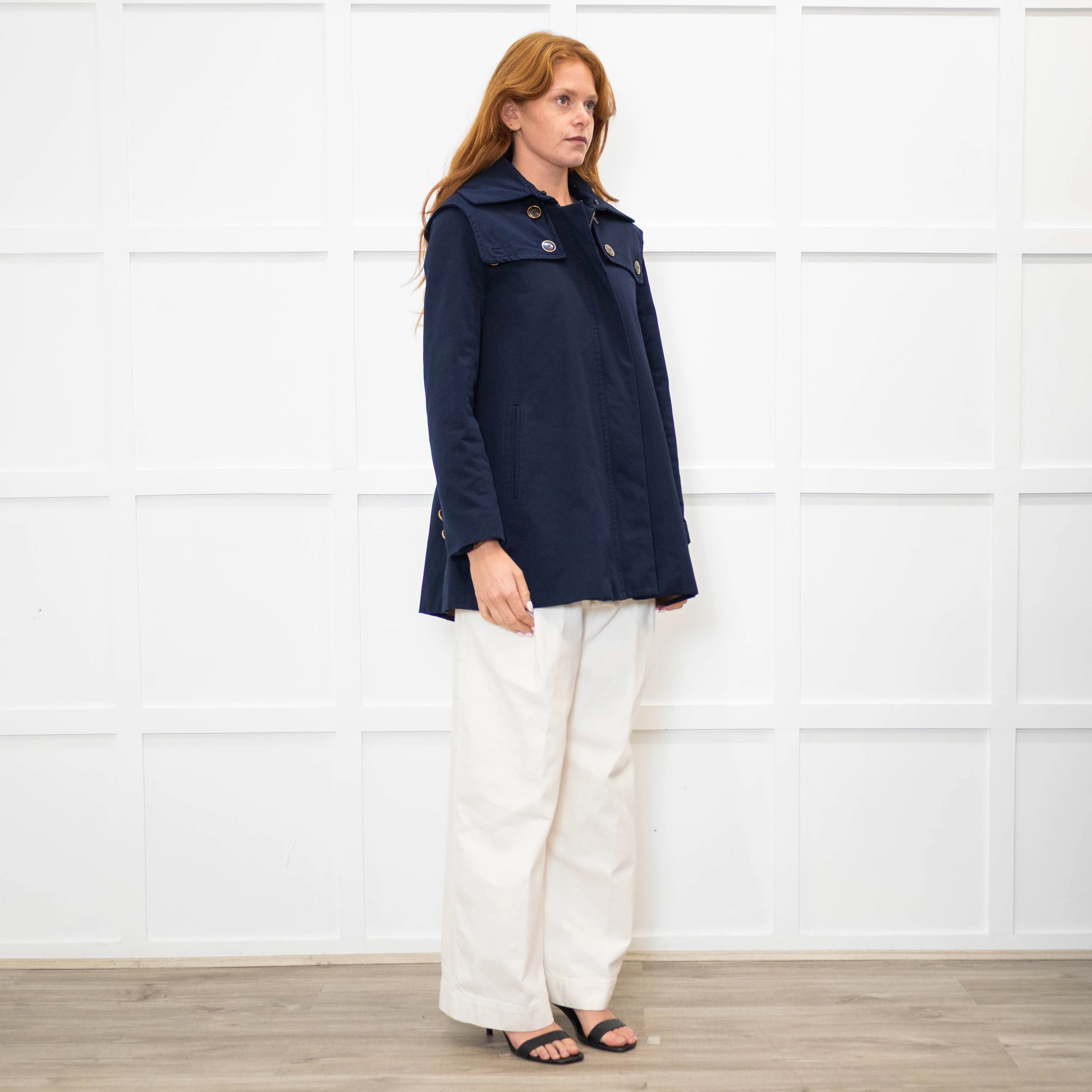 Sandro Navy Blue Hooded Zip Up Jacket - Image 7