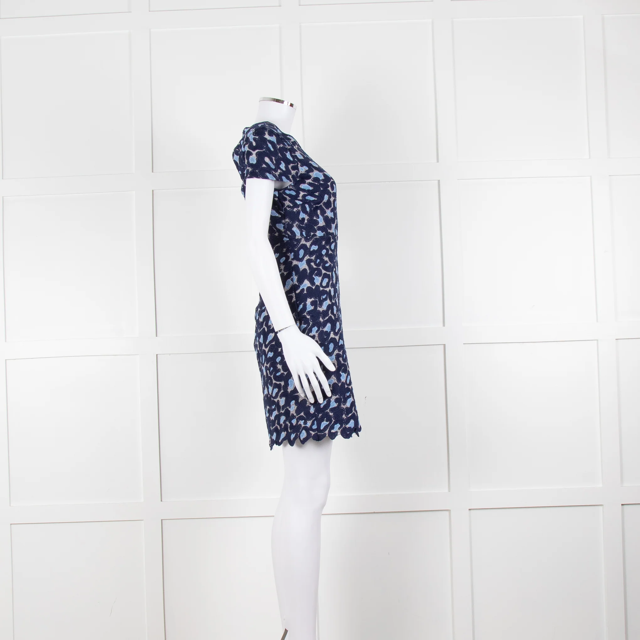 Sandro Navy Blue Lace Cut Out Back Fitted Dress - Image 3