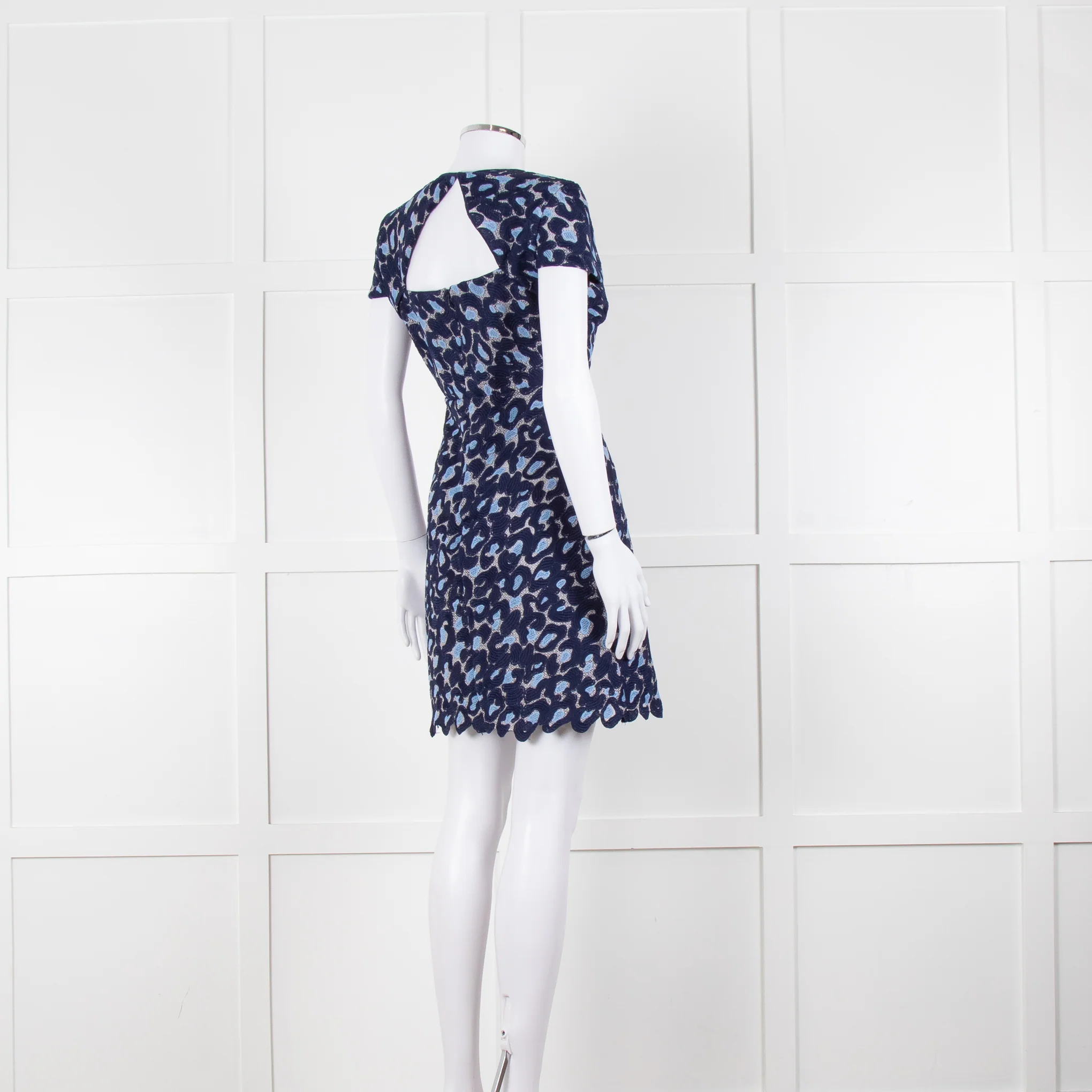 Sandro Navy Blue Lace Cut Out Back Fitted Dress - Image 4