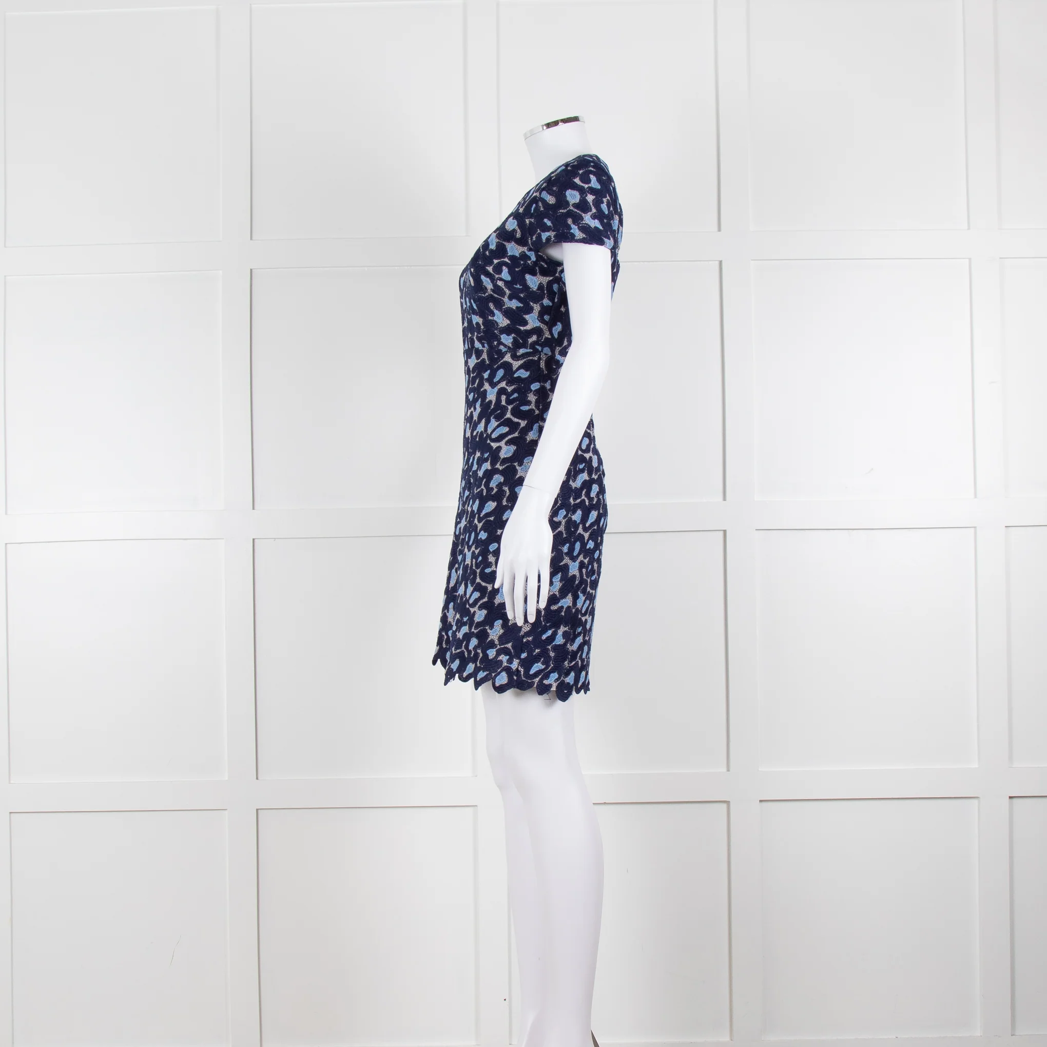 Sandro Navy Blue Lace Cut Out Back Fitted Dress - Image 7