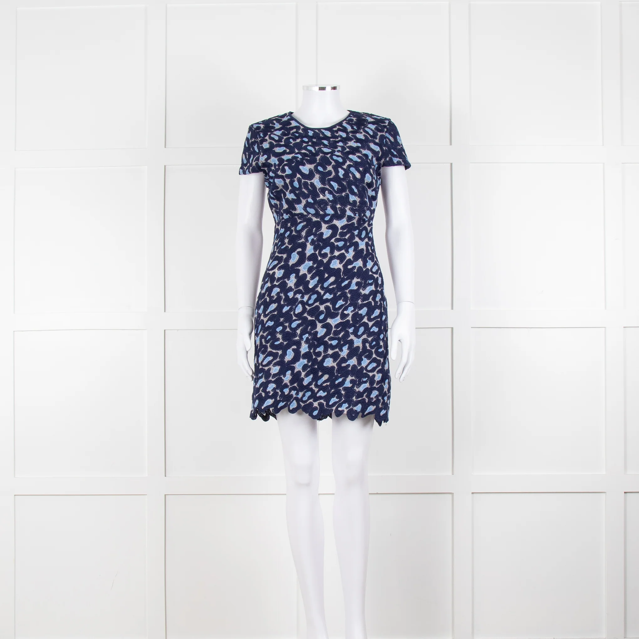 Sandro Navy Blue Lace Cut Out Back Fitted Dress - Image 9