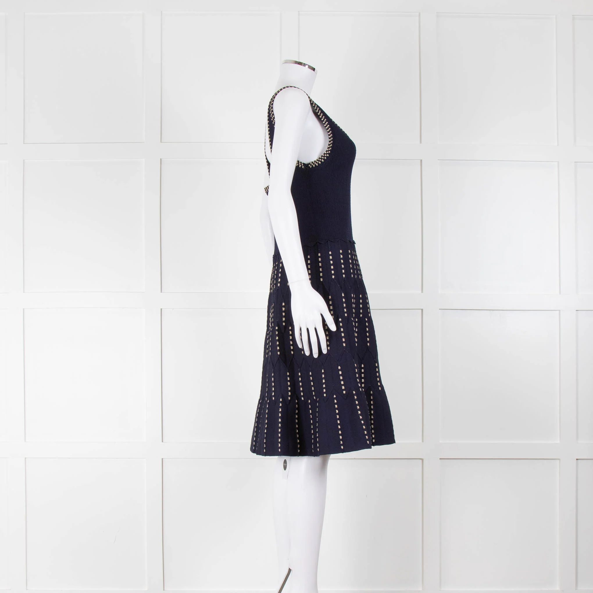 Sandro Navy Gold Detail Knit Sleeveless Dress - Image 2