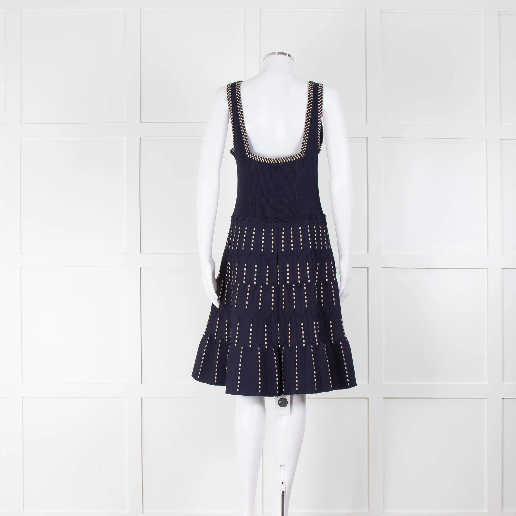 Sandro Navy Gold Detail Knit Sleeveless Dress - Image 3