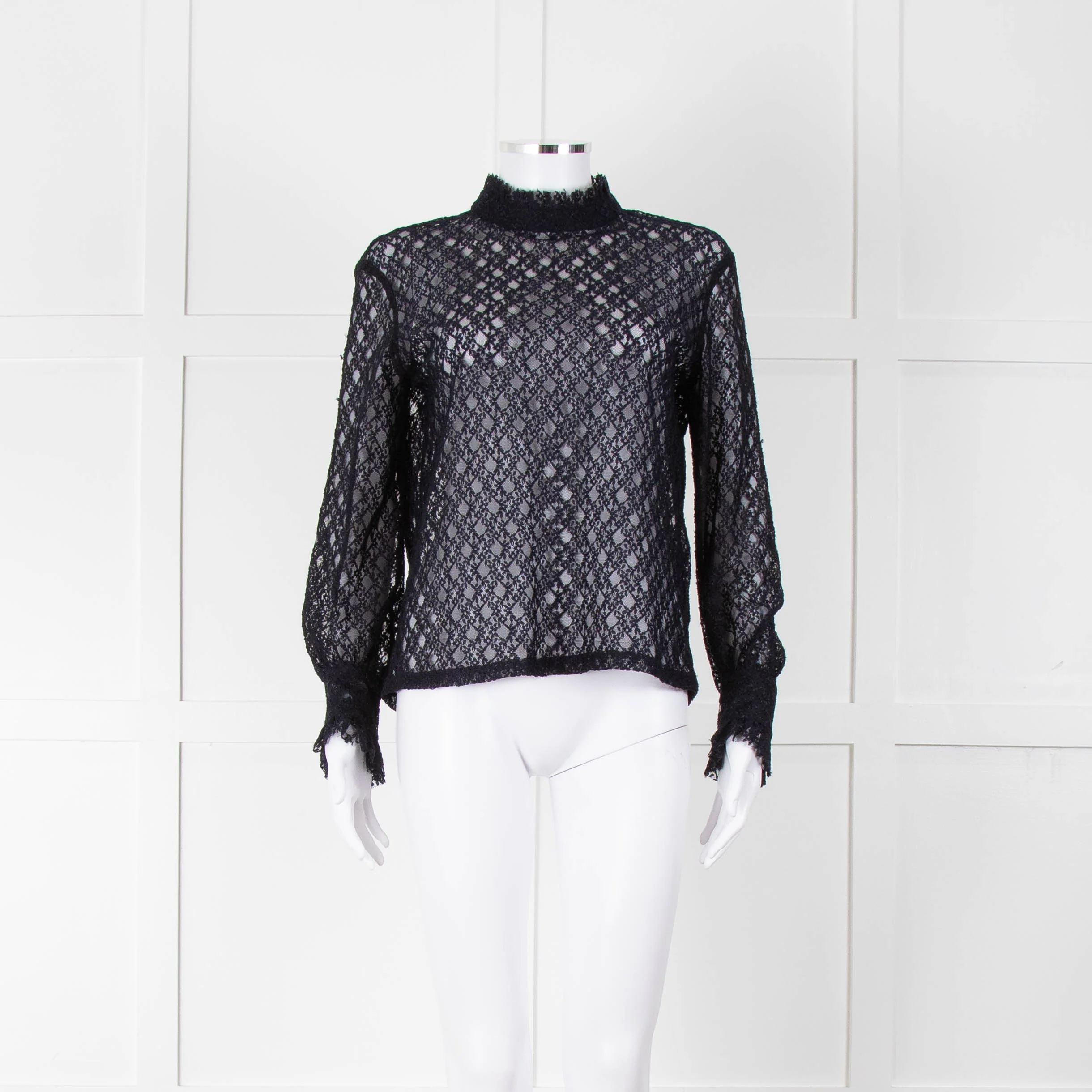 Sandro Navy Lace Top with Slip