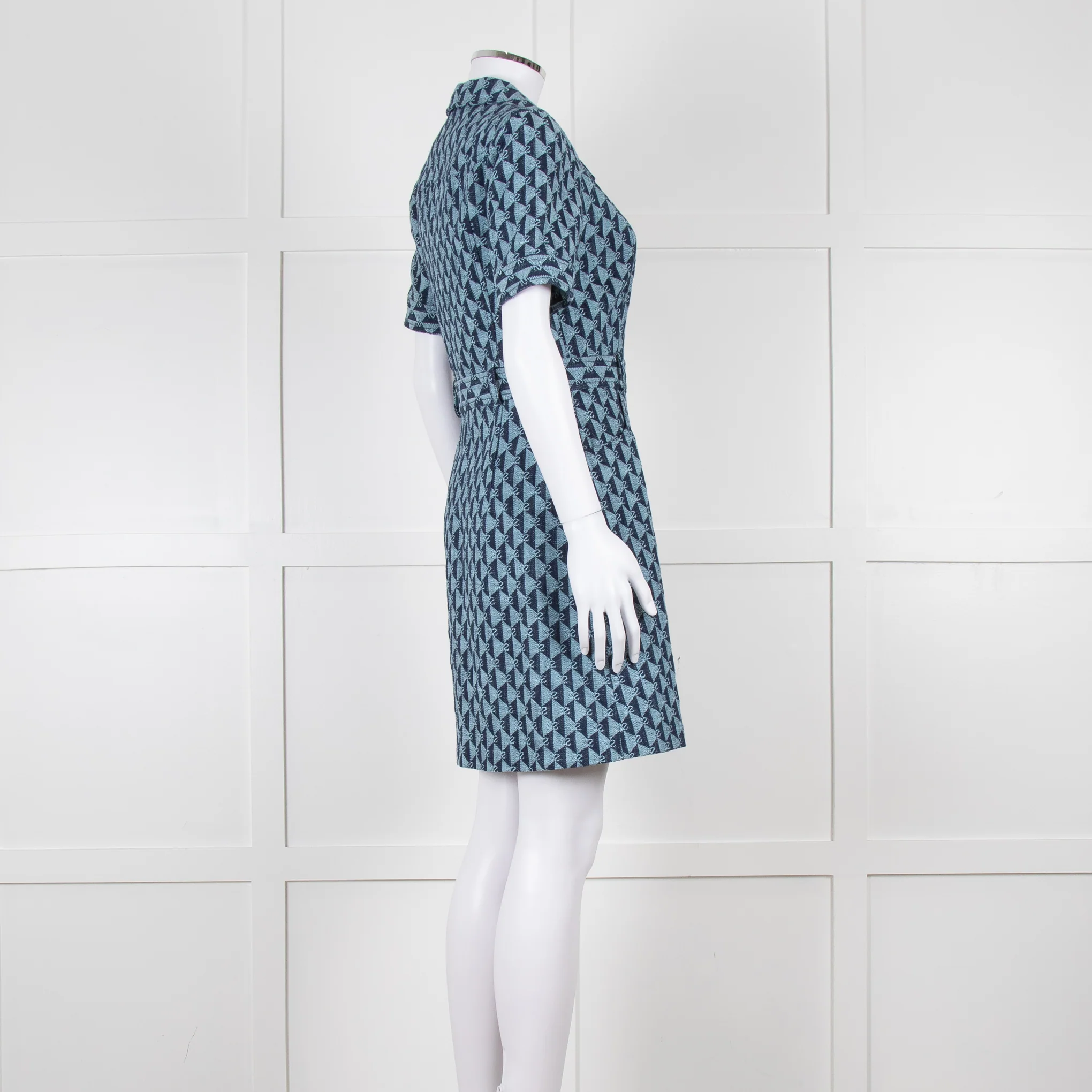 Sandro Navy Logo Print Collared Mini Dress - Image 4