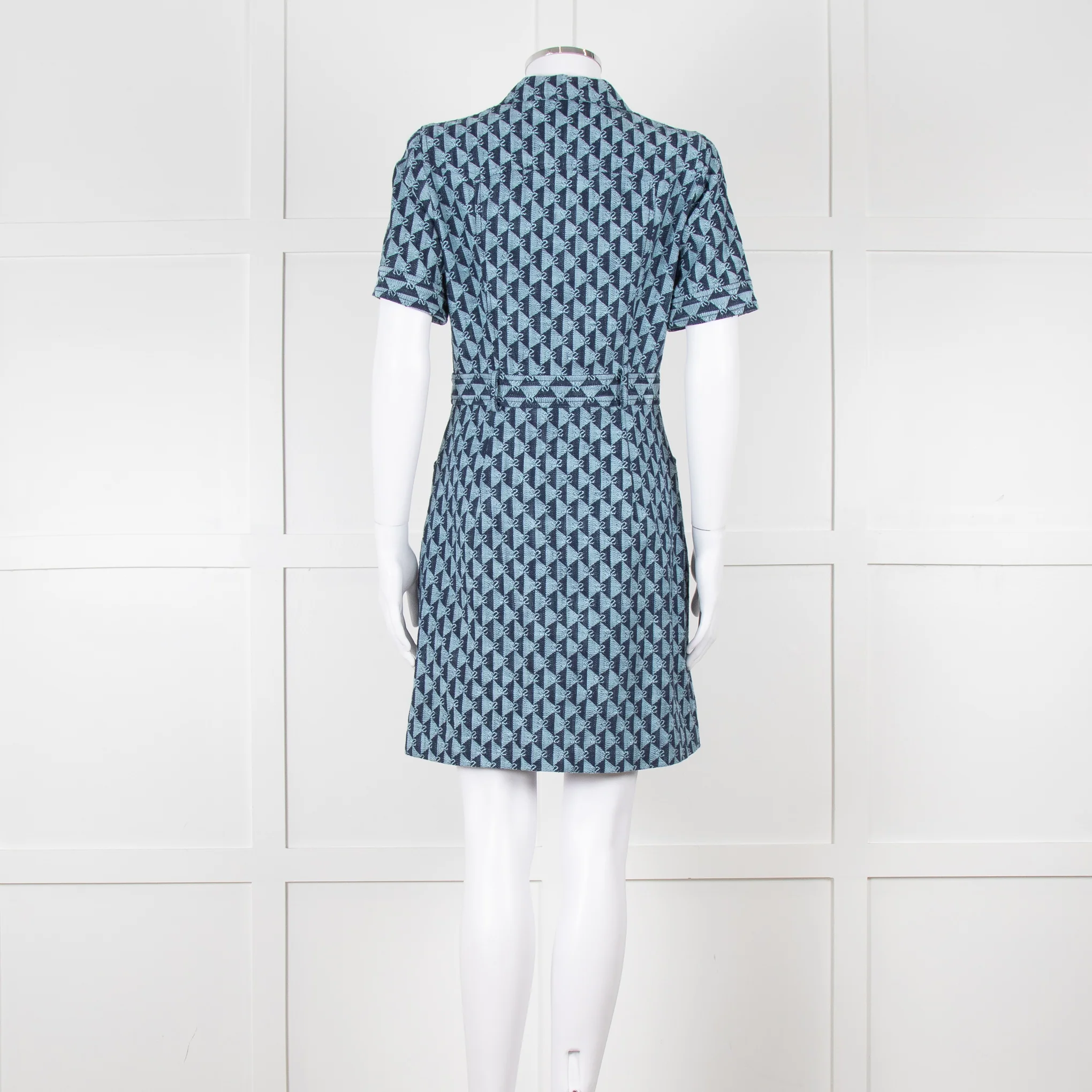 Sandro Navy Logo Print Collared Mini Dress - Image 5
