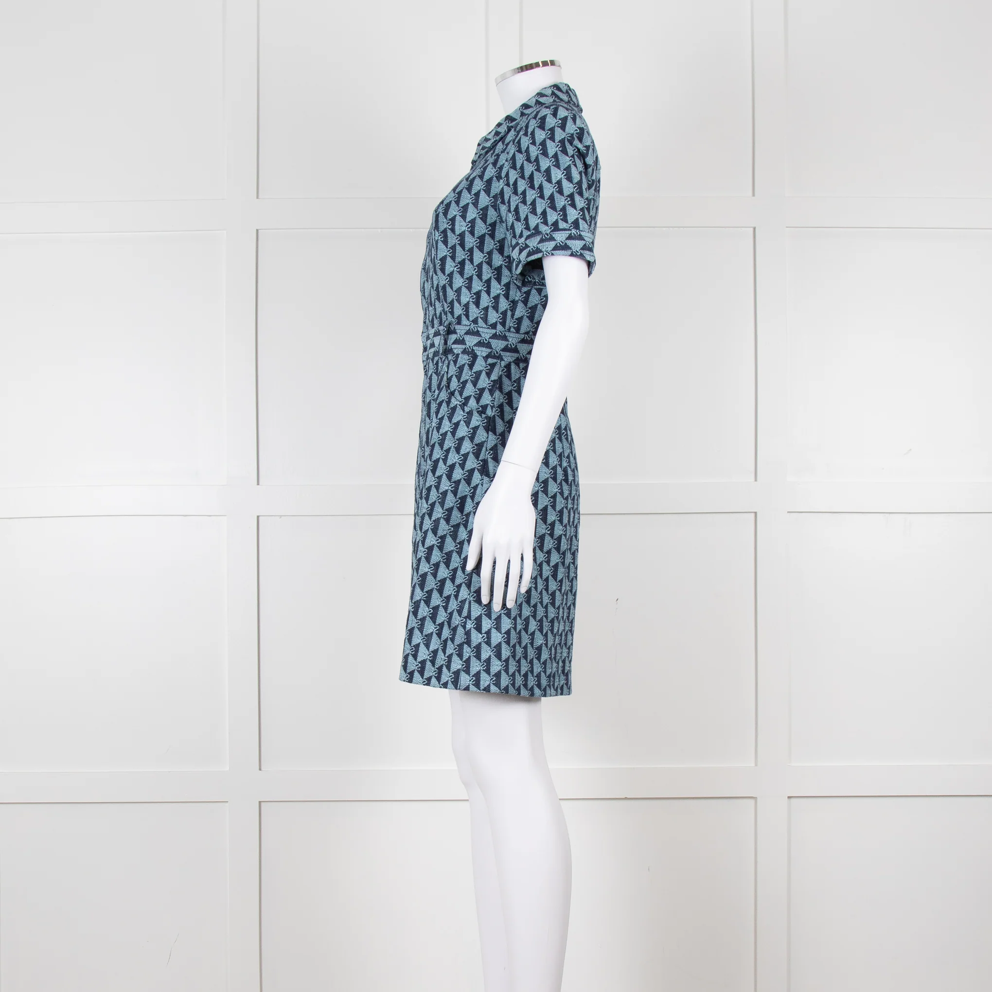 Sandro Navy Logo Print Collared Mini Dress - Image 7