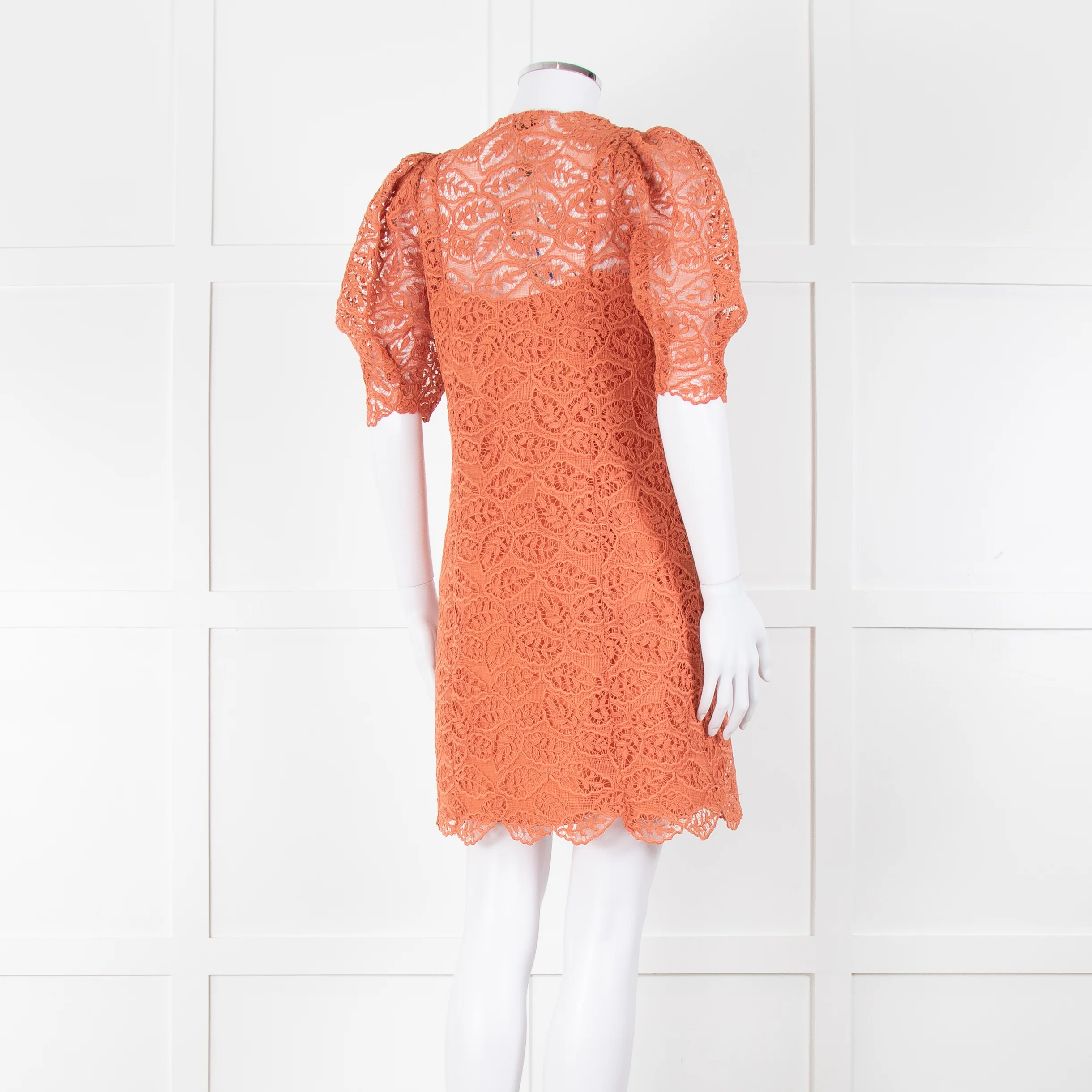 Sandro Orange Lace Short Sleeve Dress - Image 4