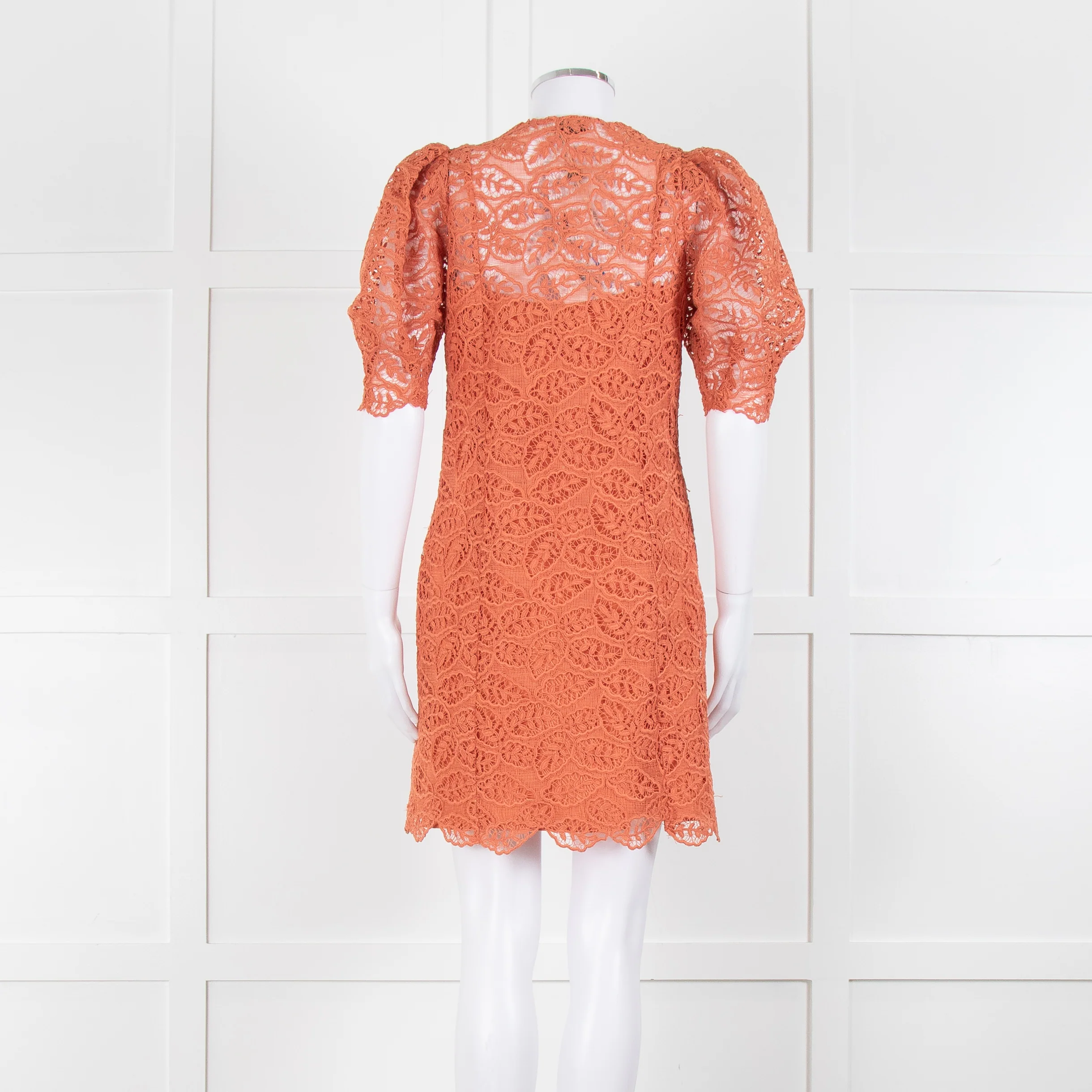 Sandro Orange Lace Short Sleeve Dress - Image 5