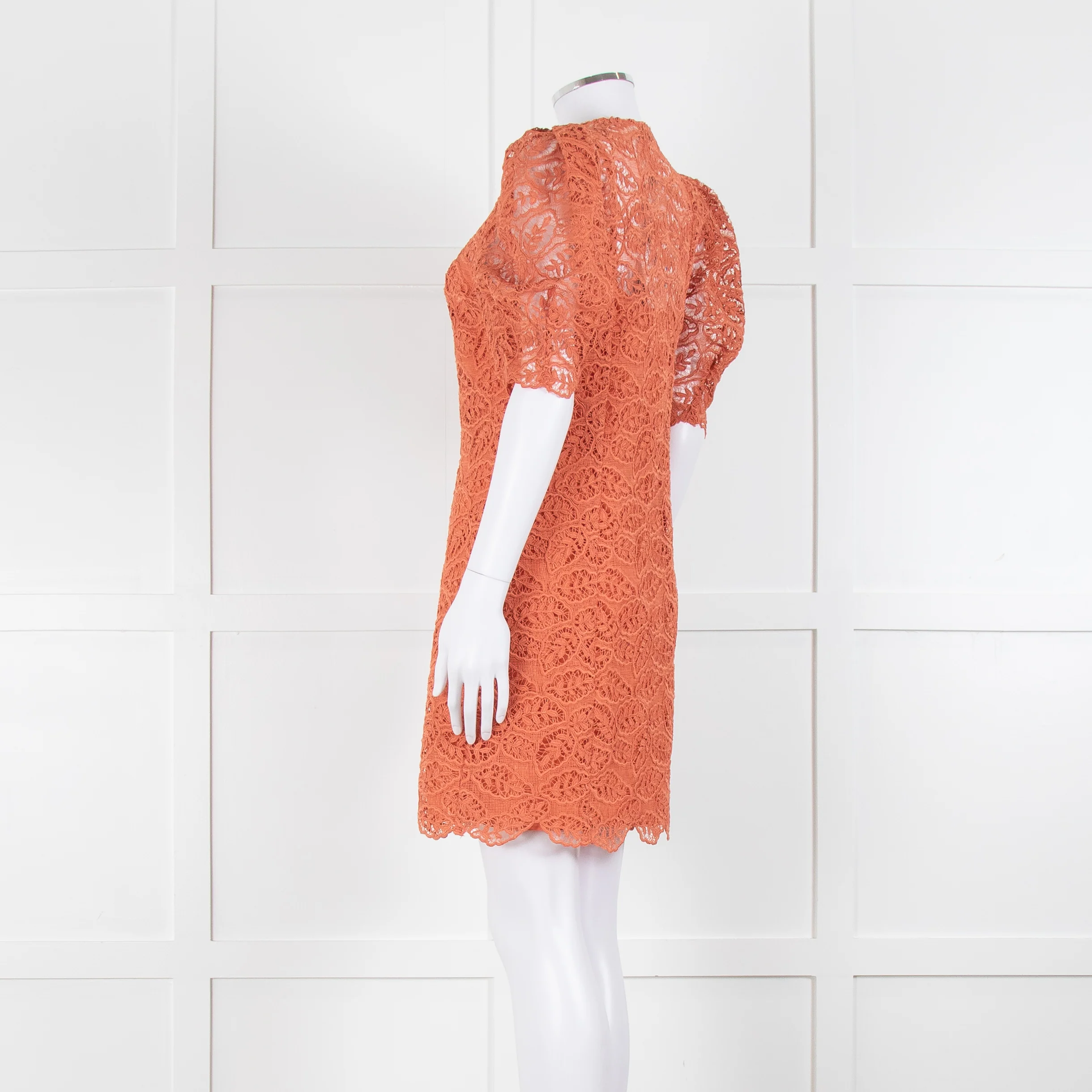 Sandro Orange Lace Short Sleeve Dress - Image 6