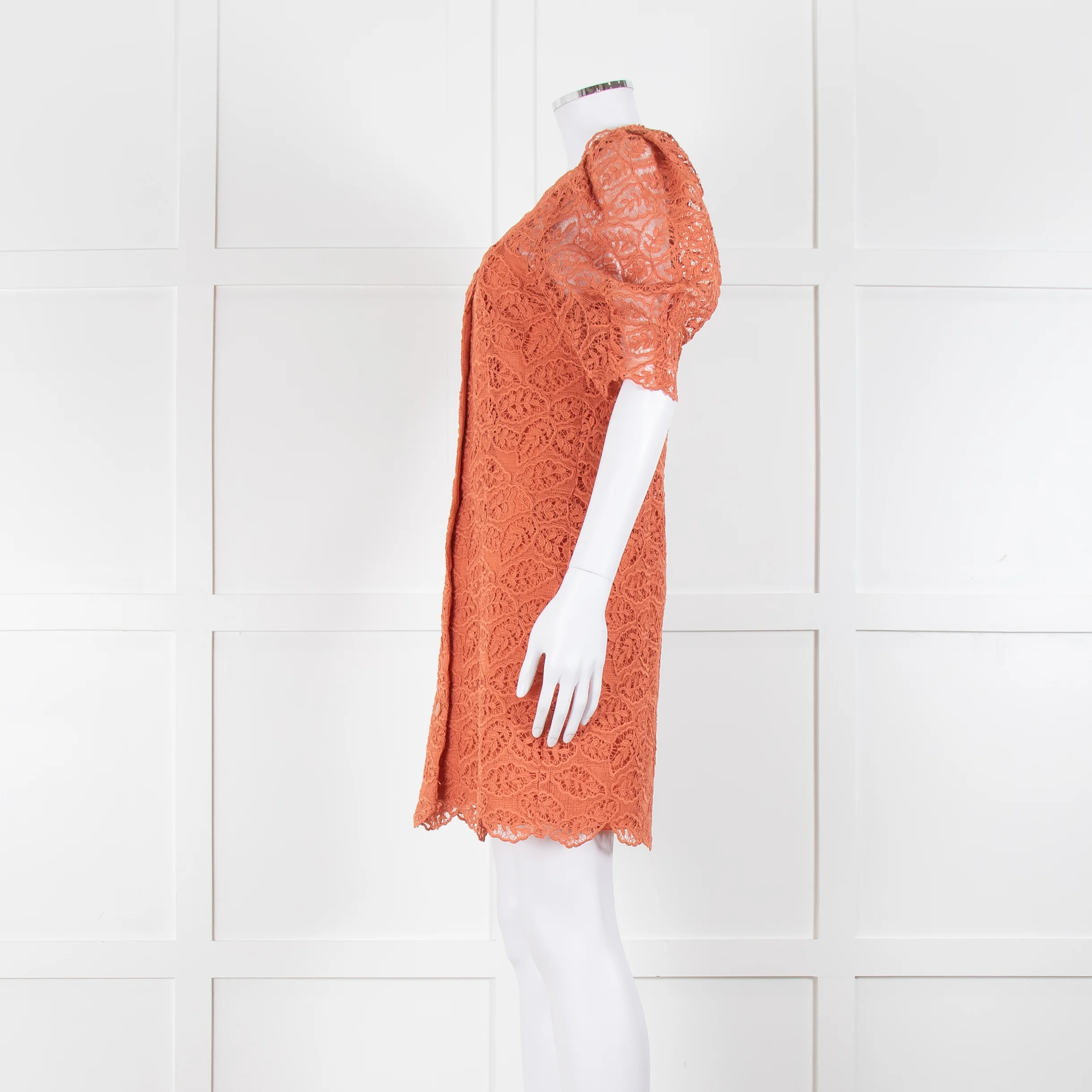 Sandro Orange Lace Short Sleeve Dress - Image 7