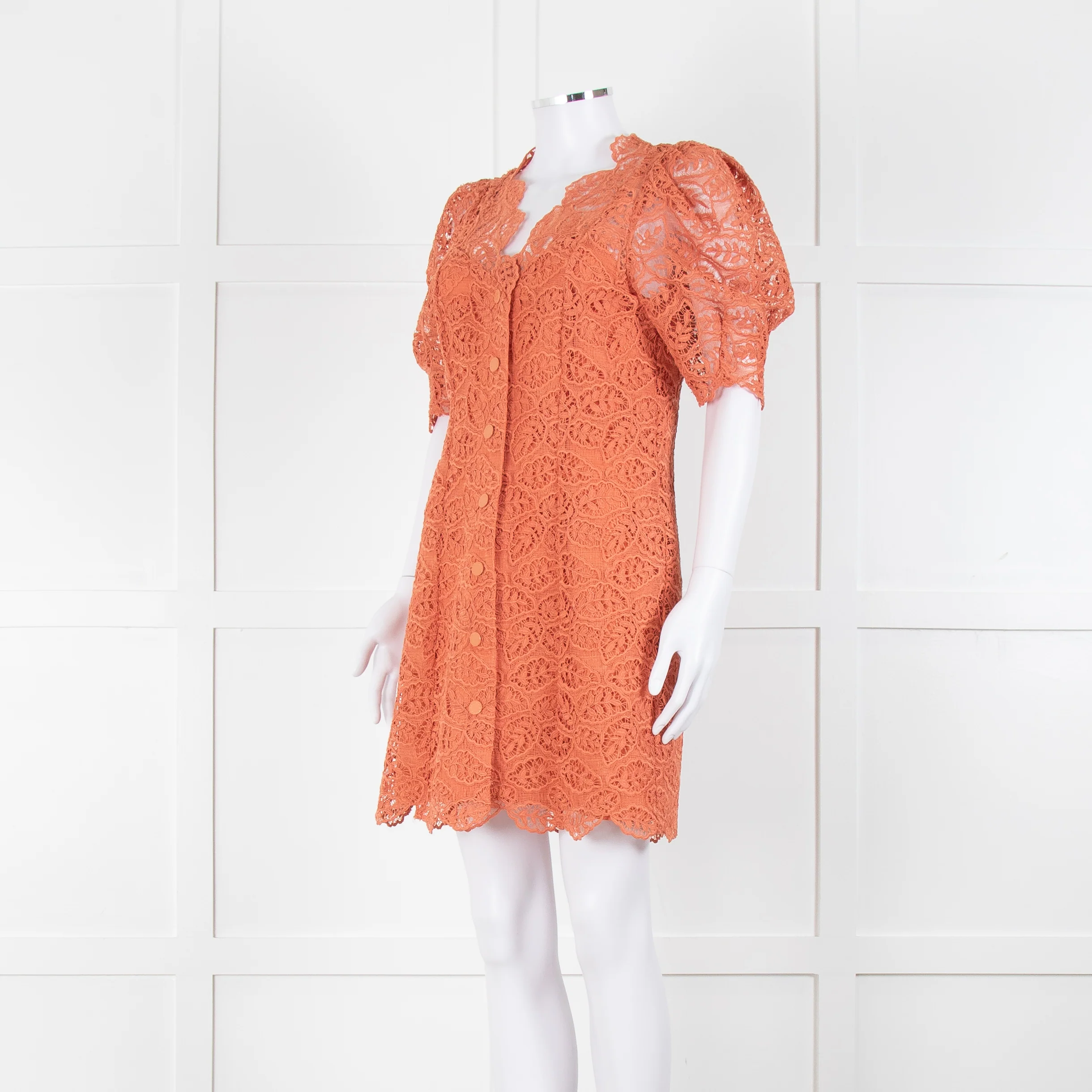Sandro Orange Lace Short Sleeve Dress - Image 8