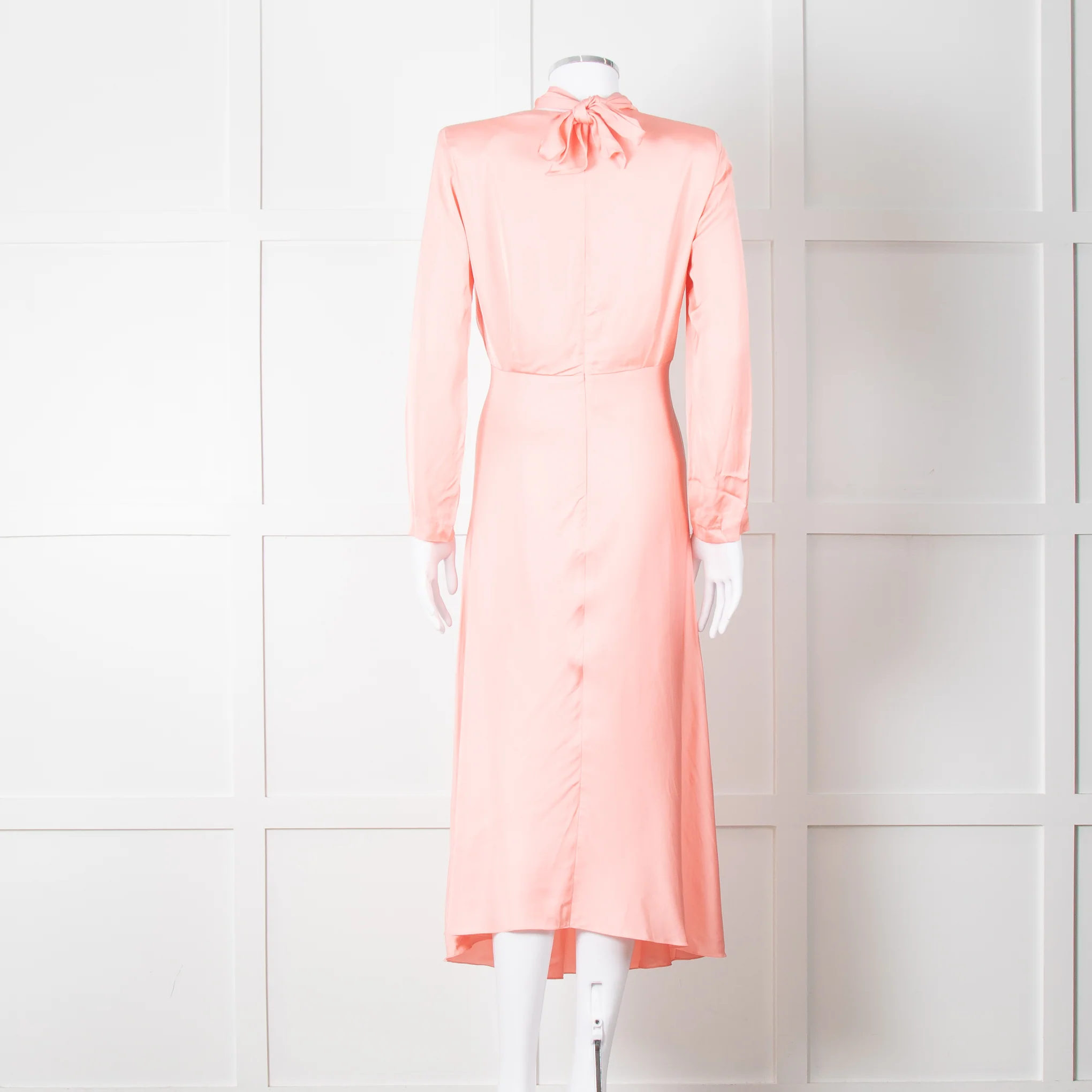 Sandro Pink Satin Midi Dress with Tie Back - Image 5
